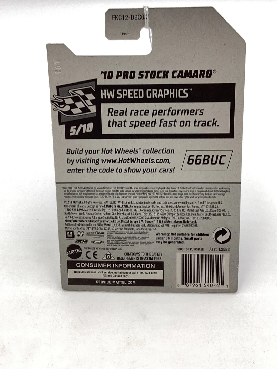 2018 Hot Wheels #202 10 Pro Stock Camaro Mooneyes Black 1C - Image 7
