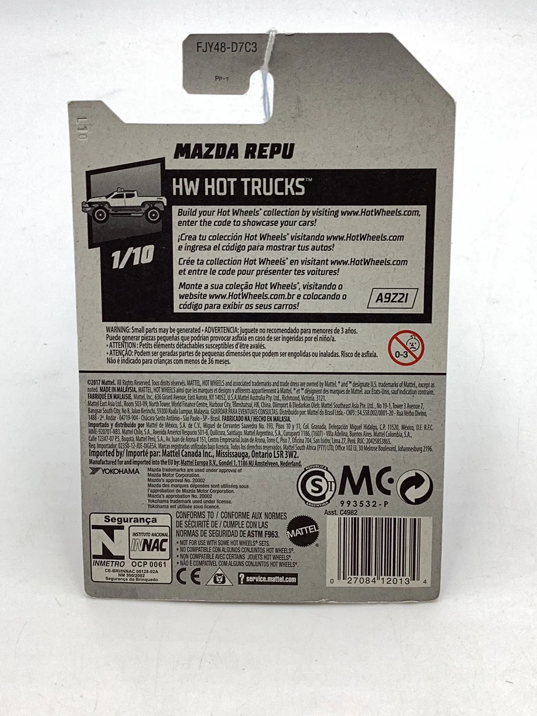 2018 Hot Wheels #204 Mazda Repu White 86B - Image 7