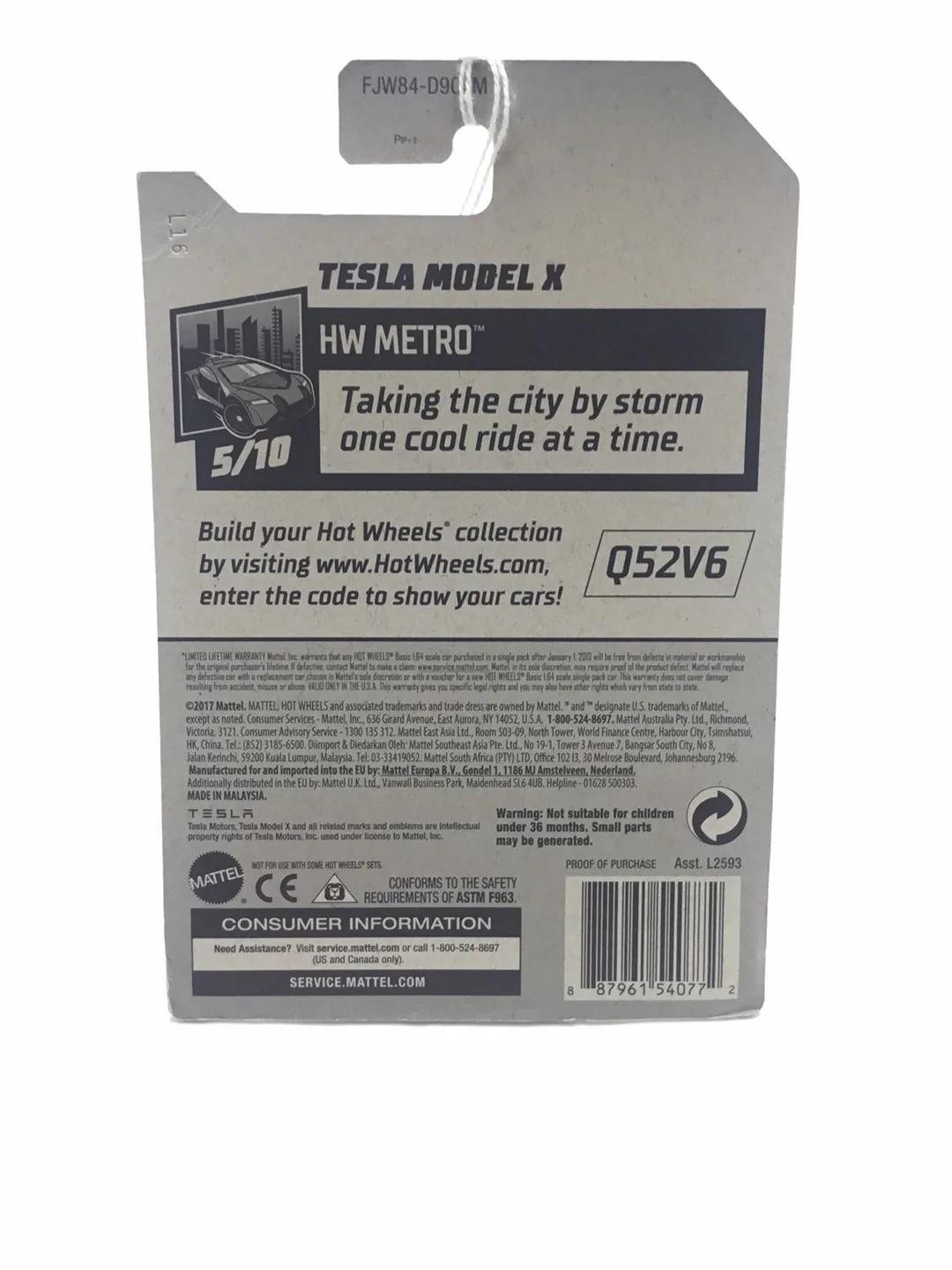 2018 Hot Wheels #247 Tesla Model X grey 48B - Image 7