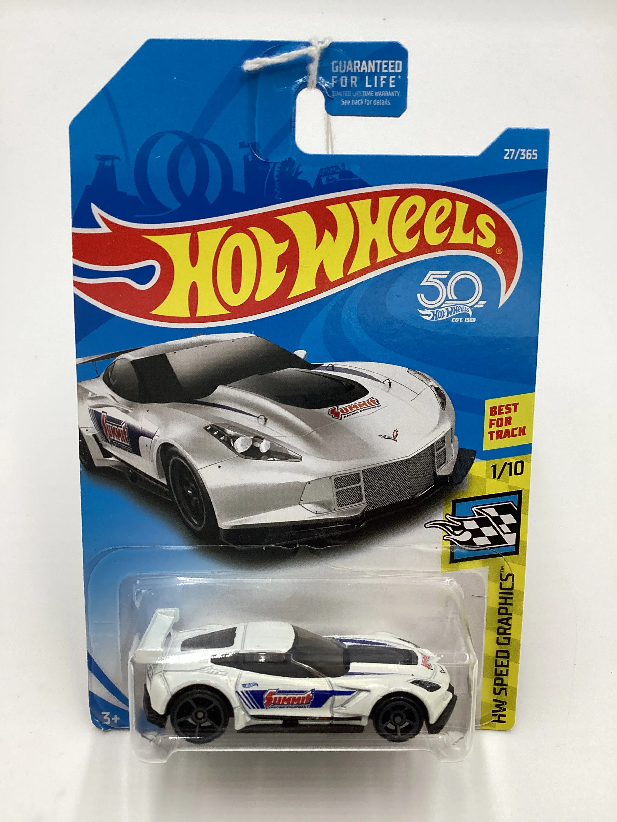 2018 Hot Wheels #27 Corvette C7.R White Summit 1C - Image 2