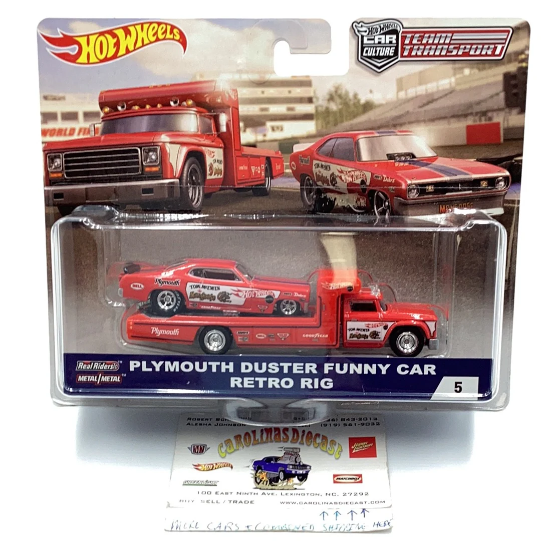 2018 HOT WHEELS CAR CULTURE TEAM Tom McEwen Mongoose Plymouth Funny Car and Retro Rig #5 245B