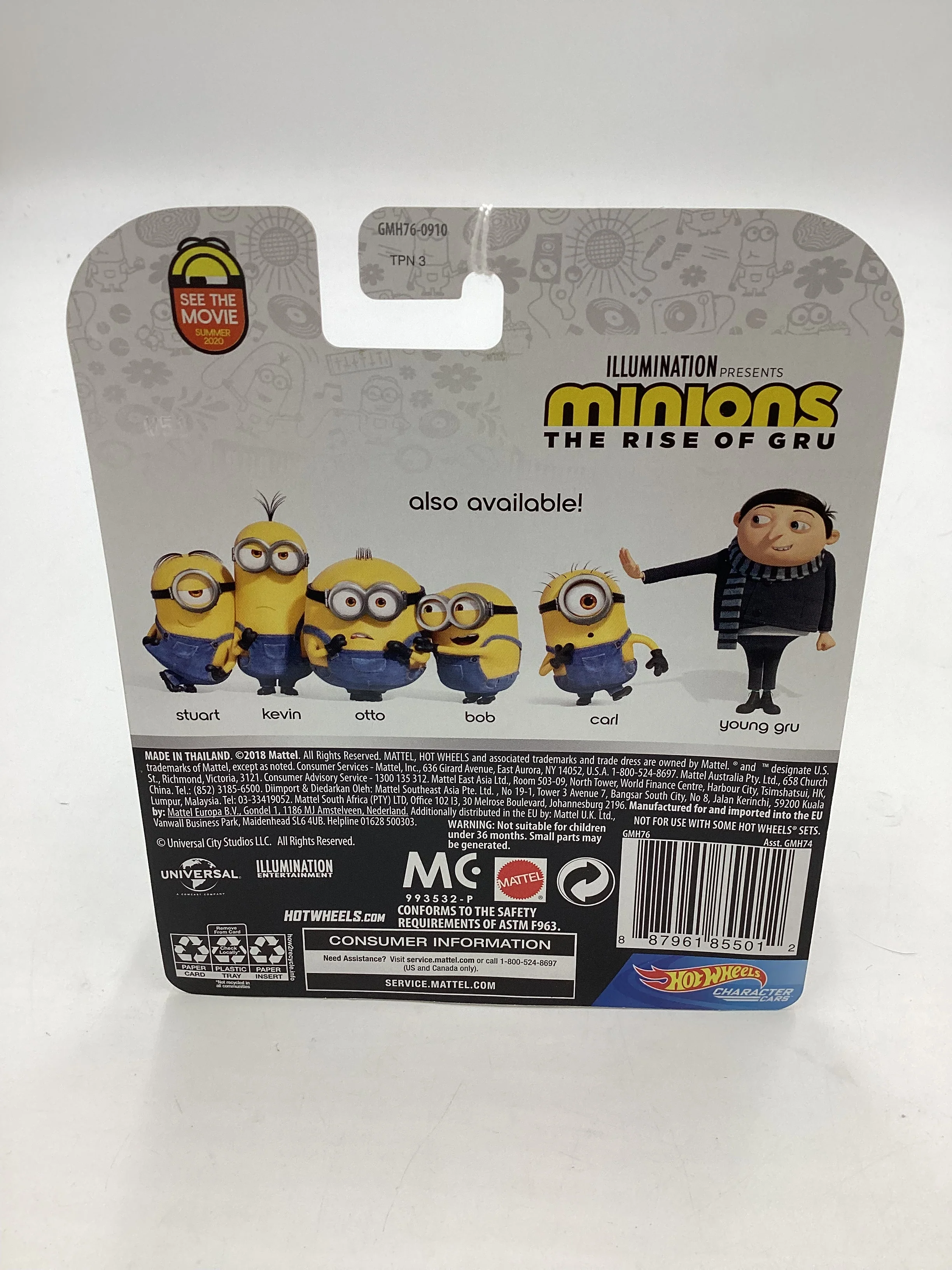 2018 Hot Wheels Character cars Minions Carl 5/6 111A - Image 7