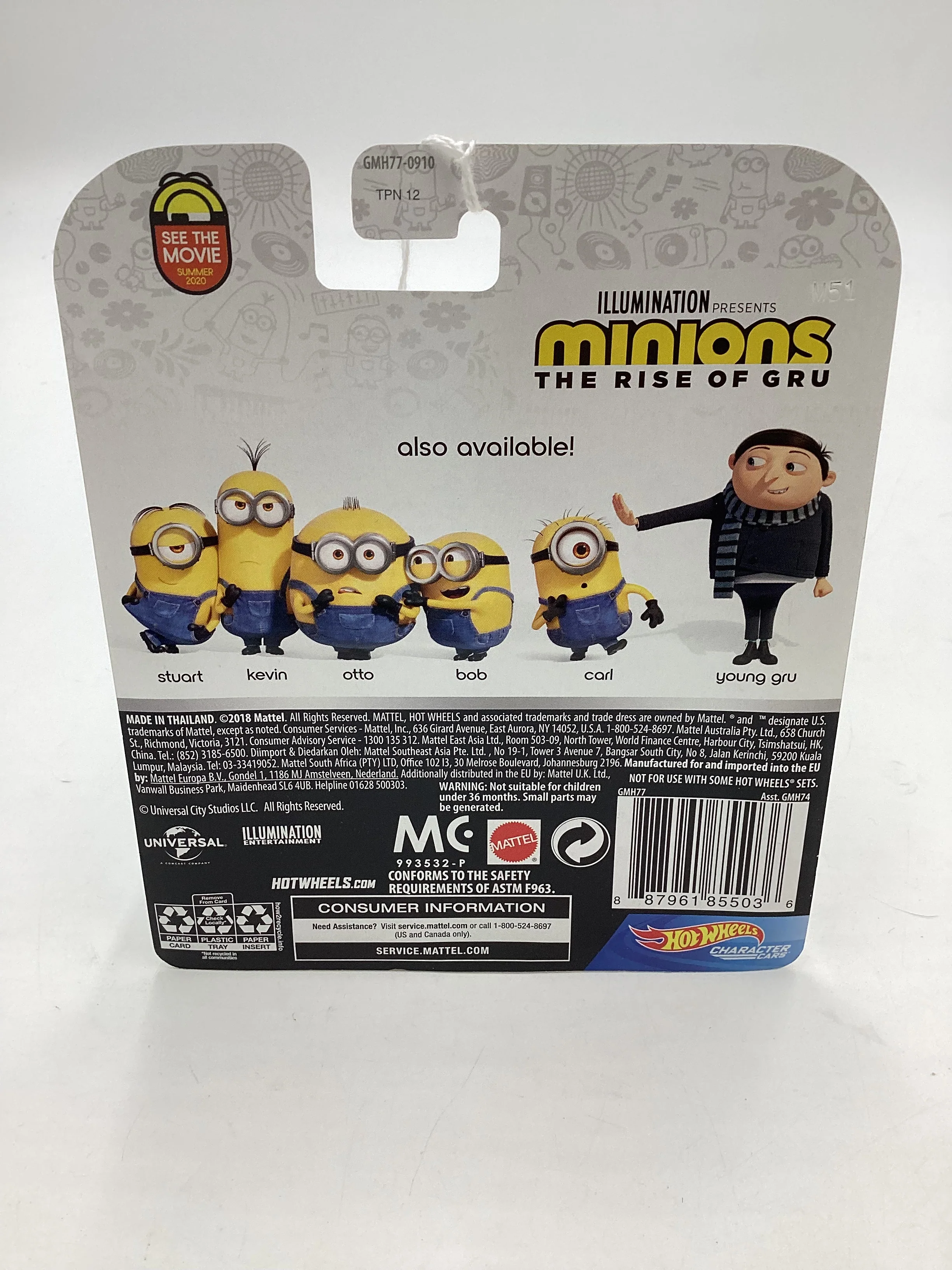2018 Hot Wheels Character cars Minions Otto 3/6 112A - Image 6