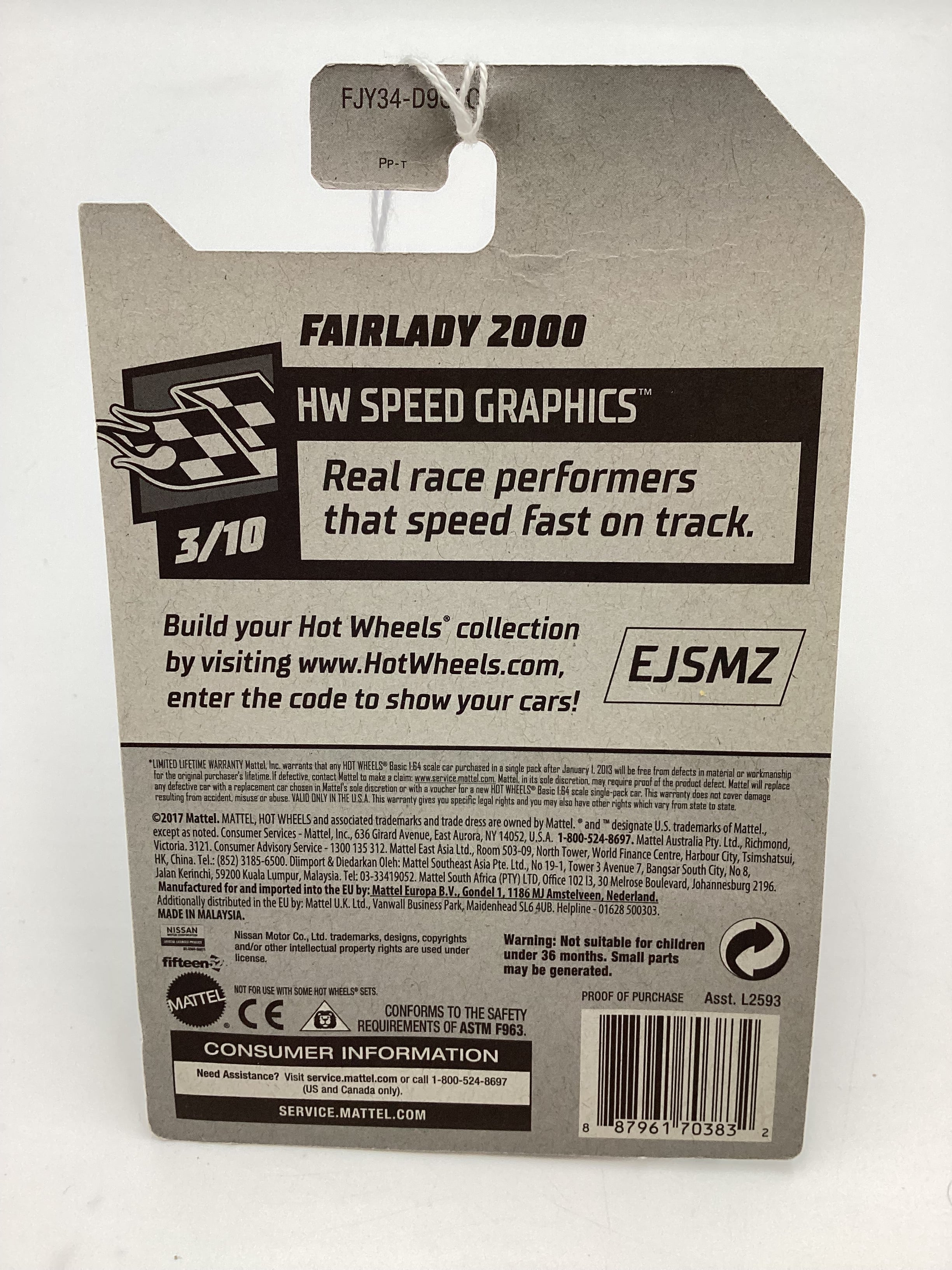 2018 Hot Wheels #344 Fairlady 2000 Black 77F - Image 7