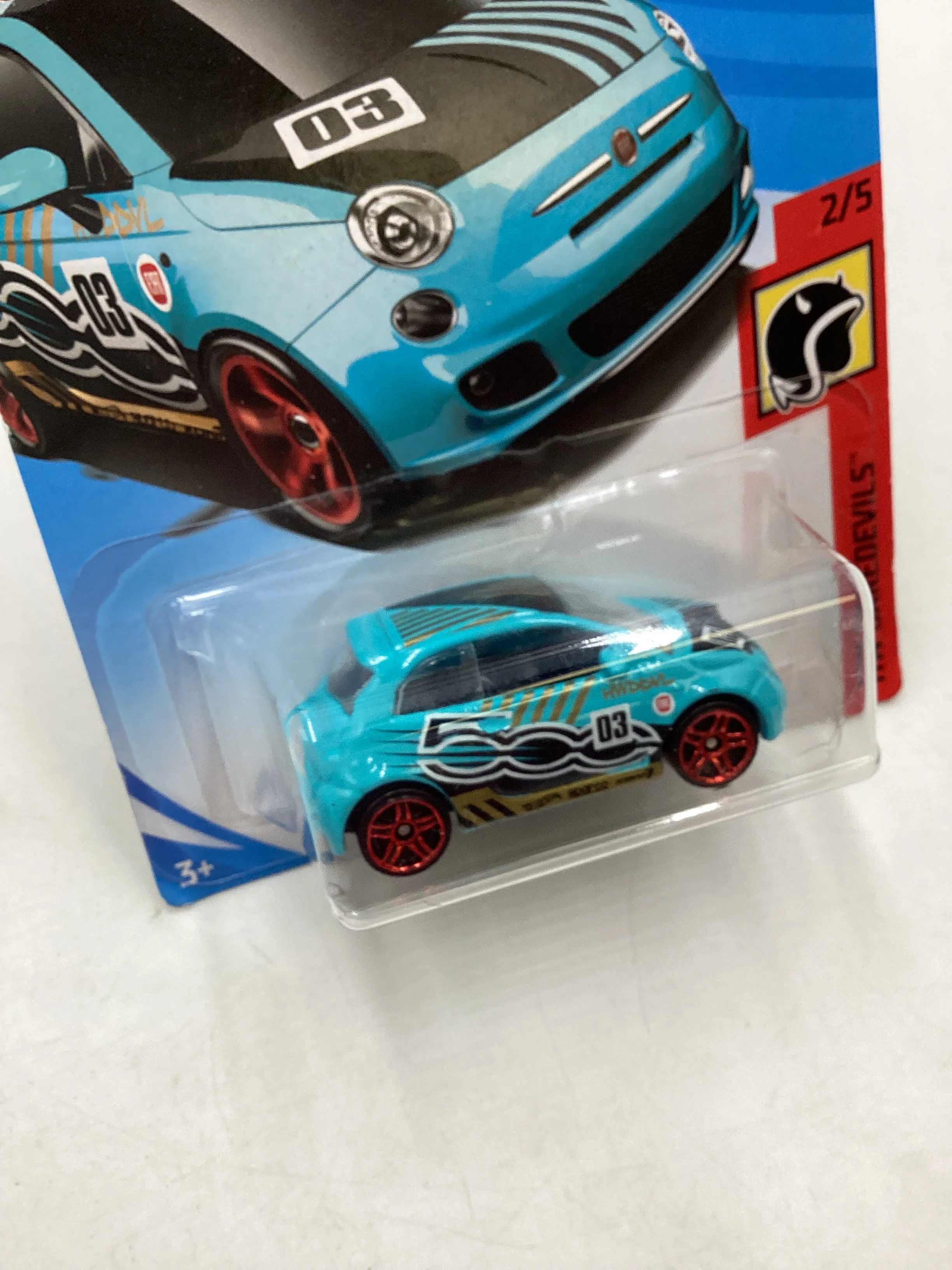 2018 Hot Wheels Fiat 500 Light Blue chase 240A - Image 5