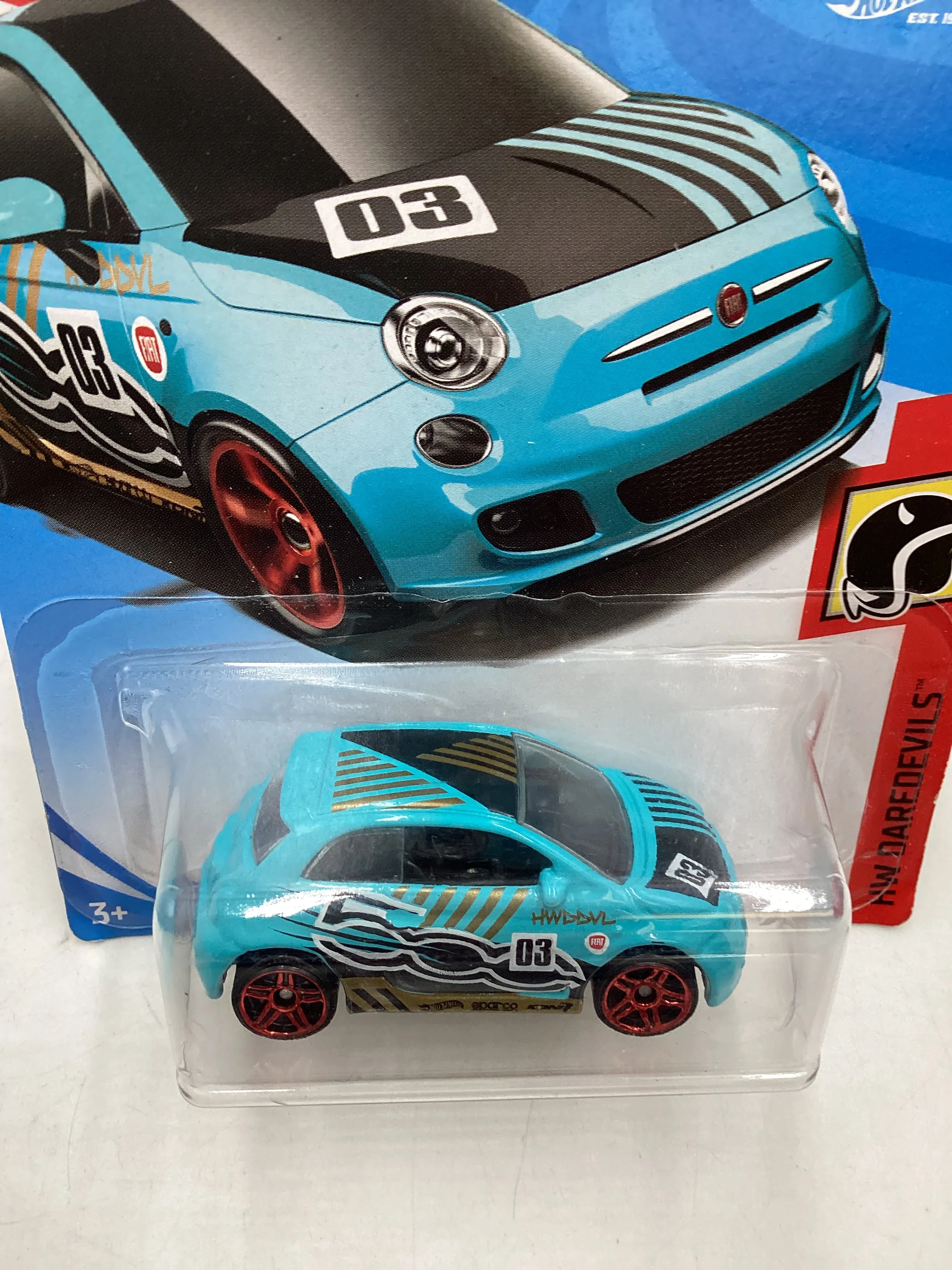 2018 Hot Wheels Fiat 500 Light Blue chase 240A - Image 6