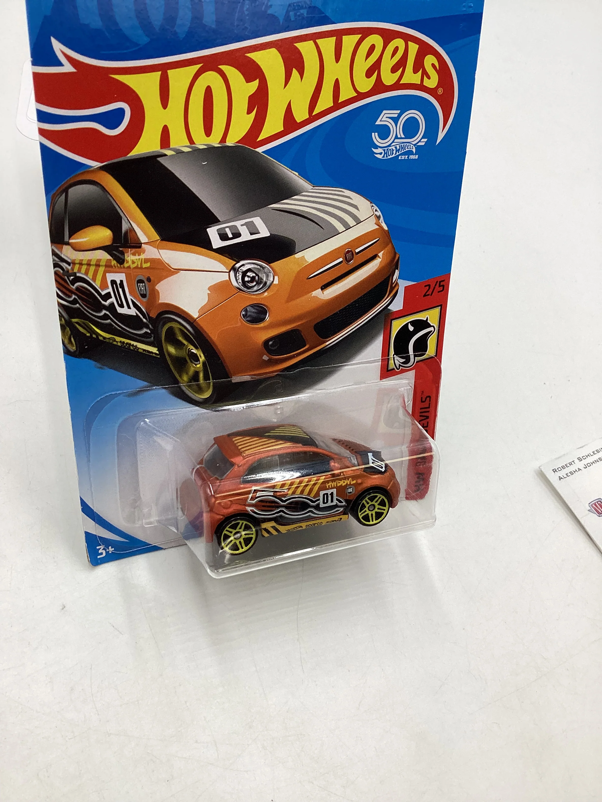 2018 Hot Wheels Fiat 500 Orange chase 240A - Image 5