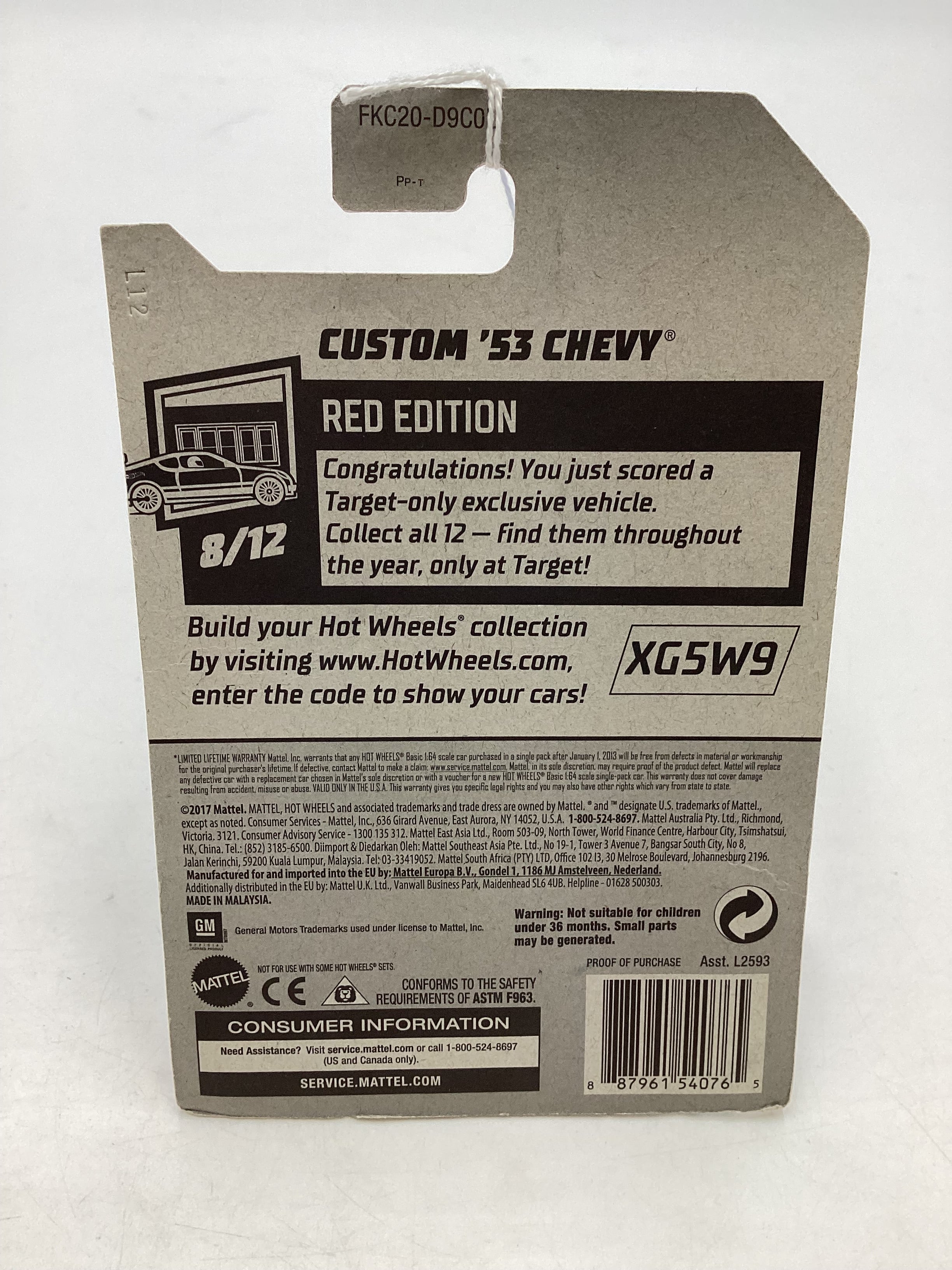 2018 Hot Wheels target exclusive Red Edition Custom 53 Chevy 151C - Image 7
