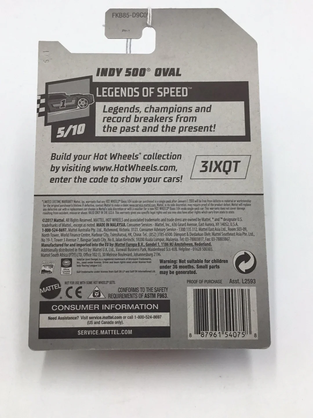 2018 hot wheels Zamac #10 Indy 500 Oval BB5 - Image 5
