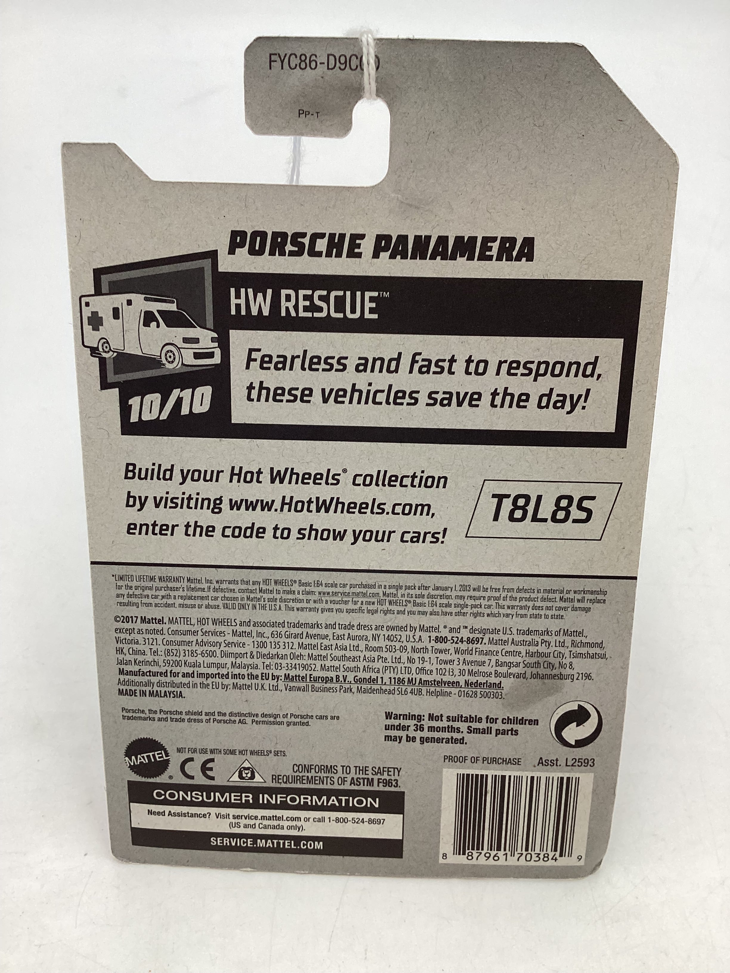 2019 Hot Wheels #100 Porsche Panamera Police Red 98F - Image 7