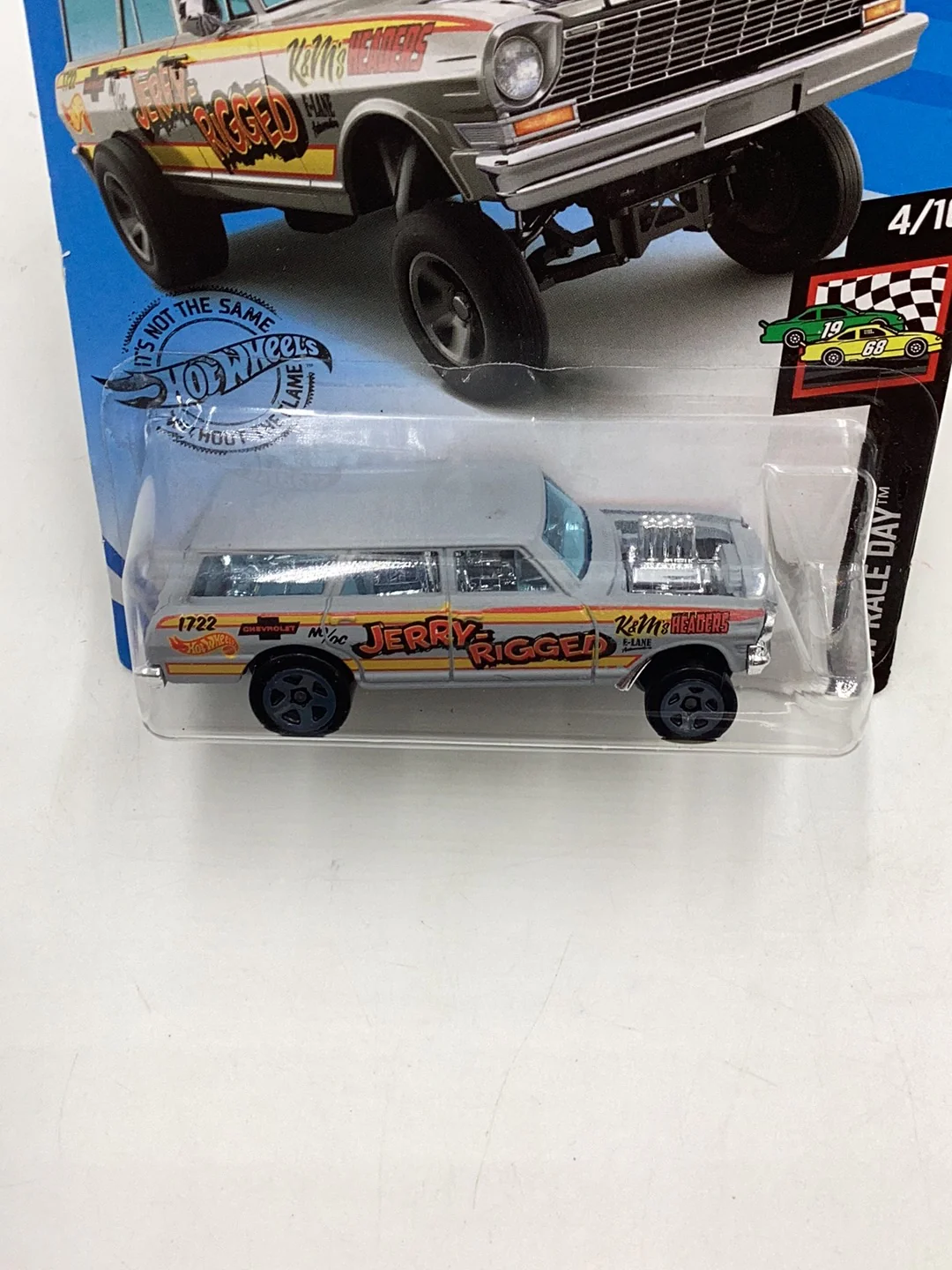 2019 Hot wheels #198 64 Nova Wagon Gasser grey 11D - Image 6