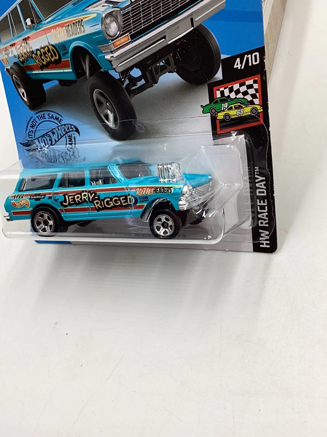 2019 Hot wheels #198 64 Nova Wagon Gasser blue 14H - Image 4