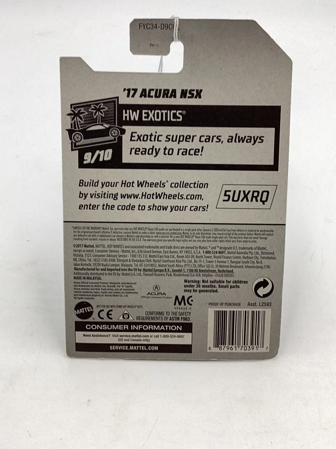 2019 Hot Wheels #199 ‘17 Acura NSX see description 107B - Image 7