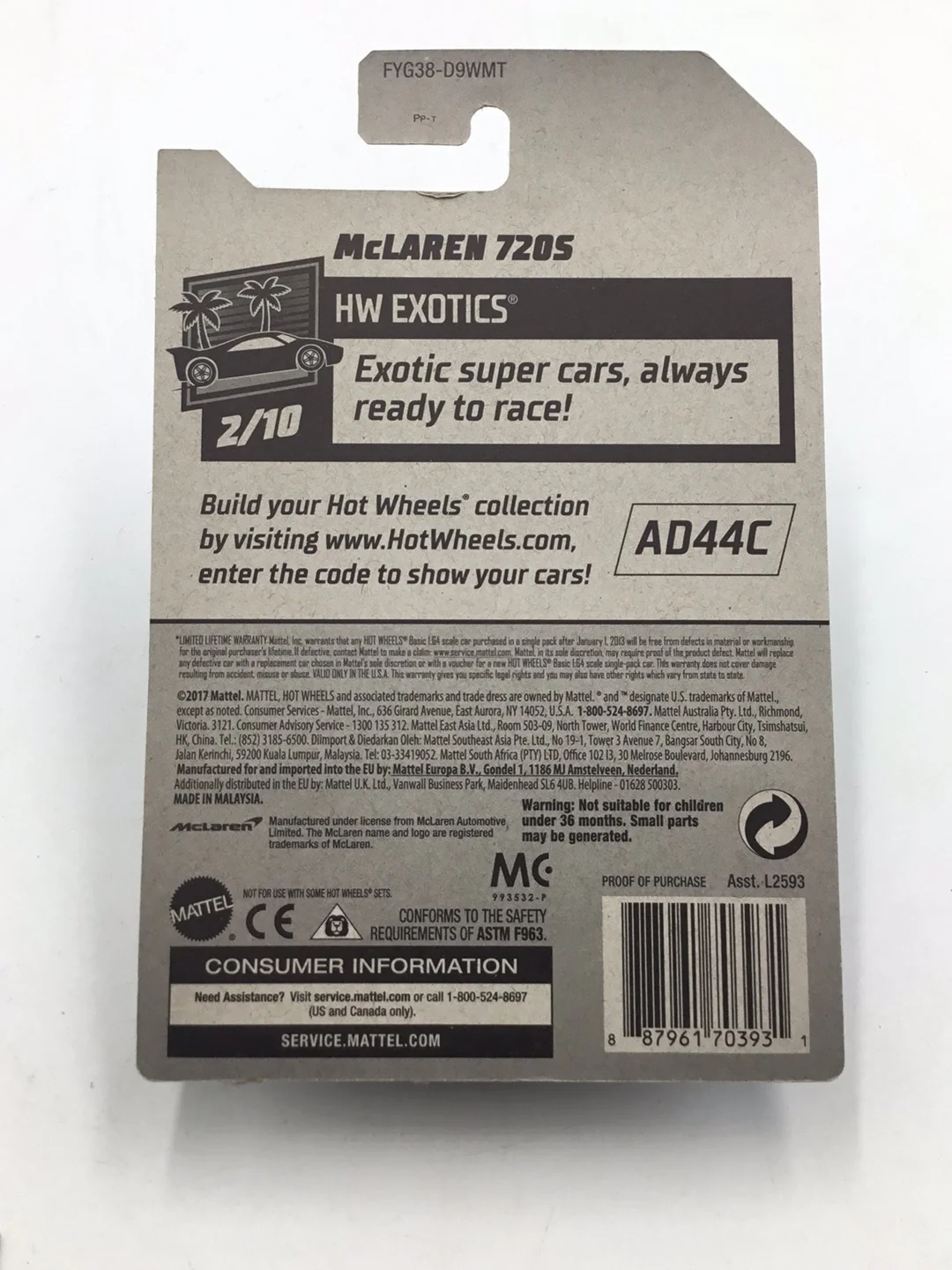 2019 Hot wheels #221 McLaren 720S Zamac #14 EE2 - Image 6