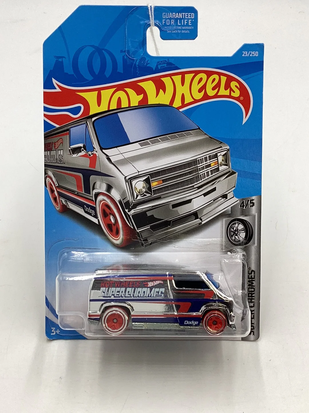 2019 Hot wheels #23 Custom 77 Dodge Van chrome 43E - Image 2