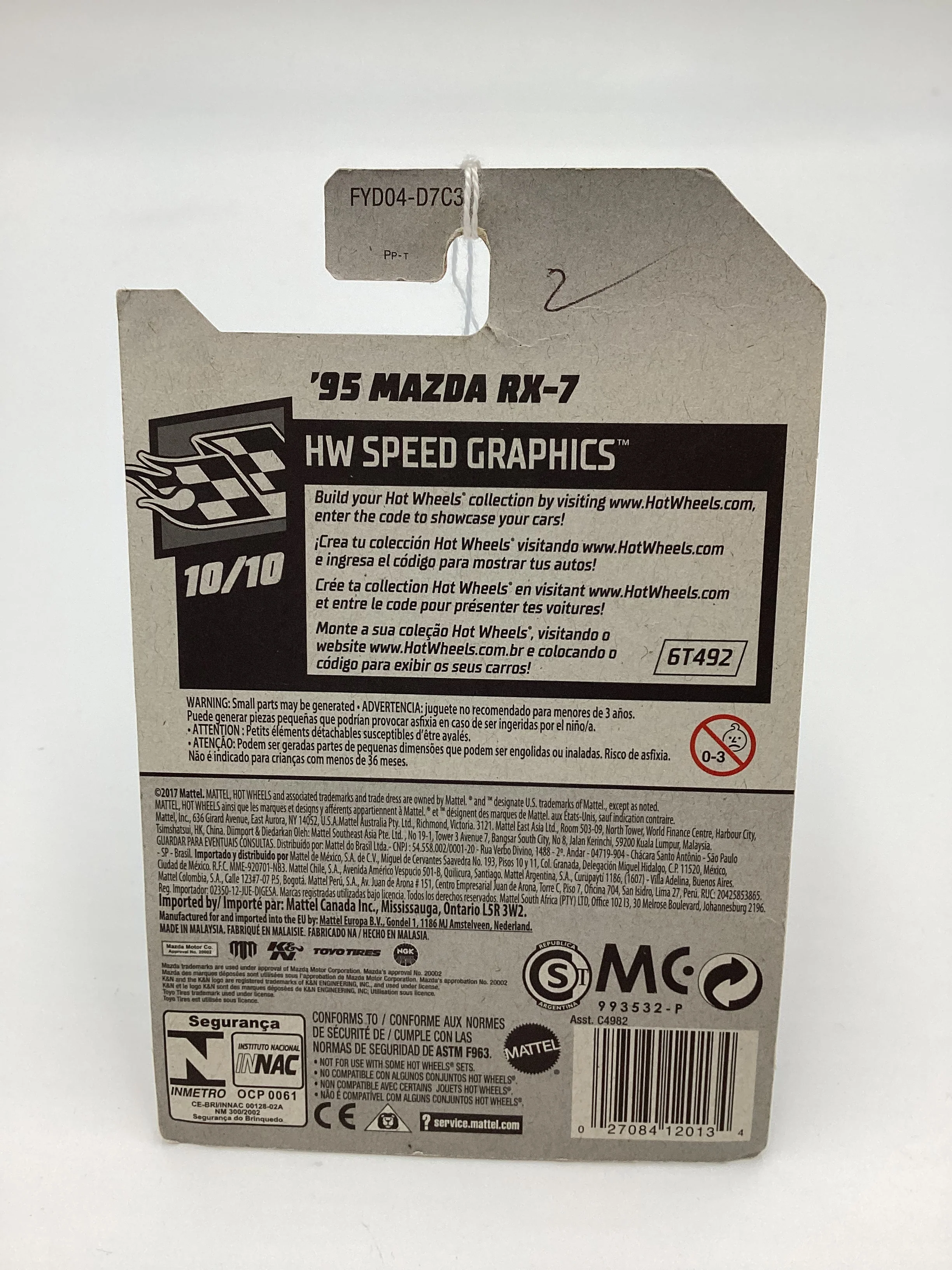 2019 Hot Wheels #27 95 Mazda RX-7 Max Mike Black 88E - Image 7
