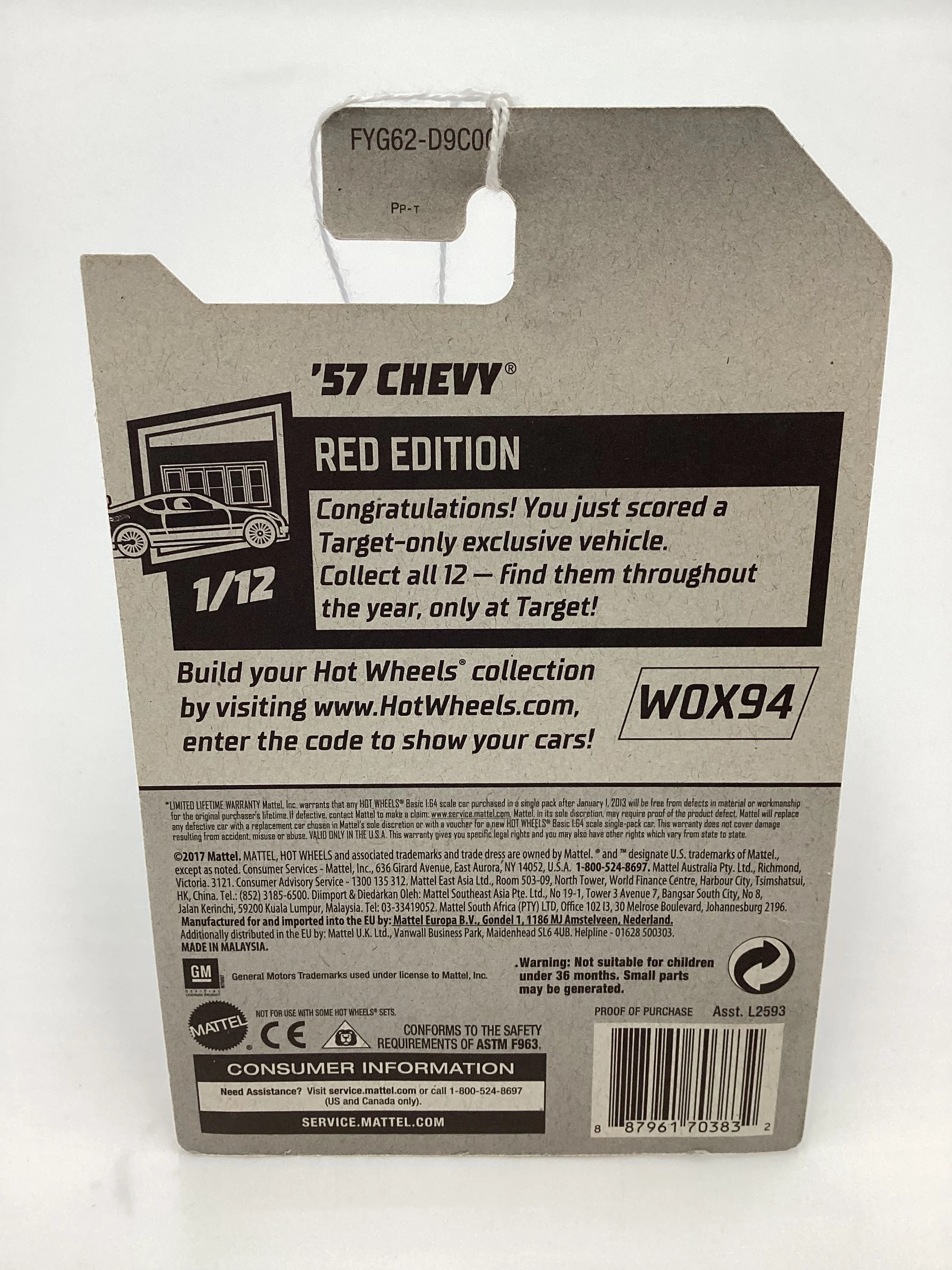 2019 Hot Wheels #9 57 Chevy Red Edition - Image 7