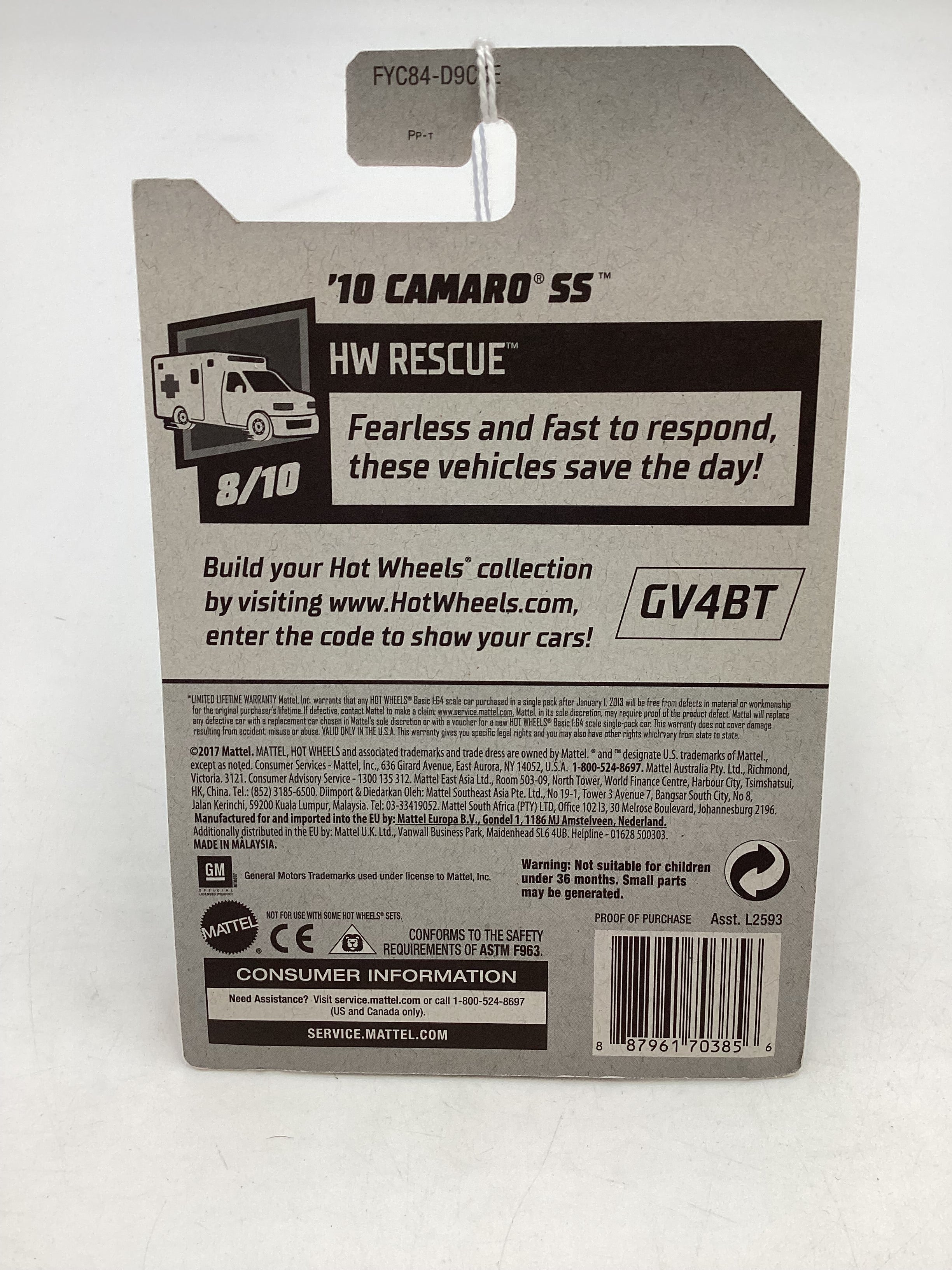 2019 Hot Wheels #99 10 Camaro SS white 2i - Image 6