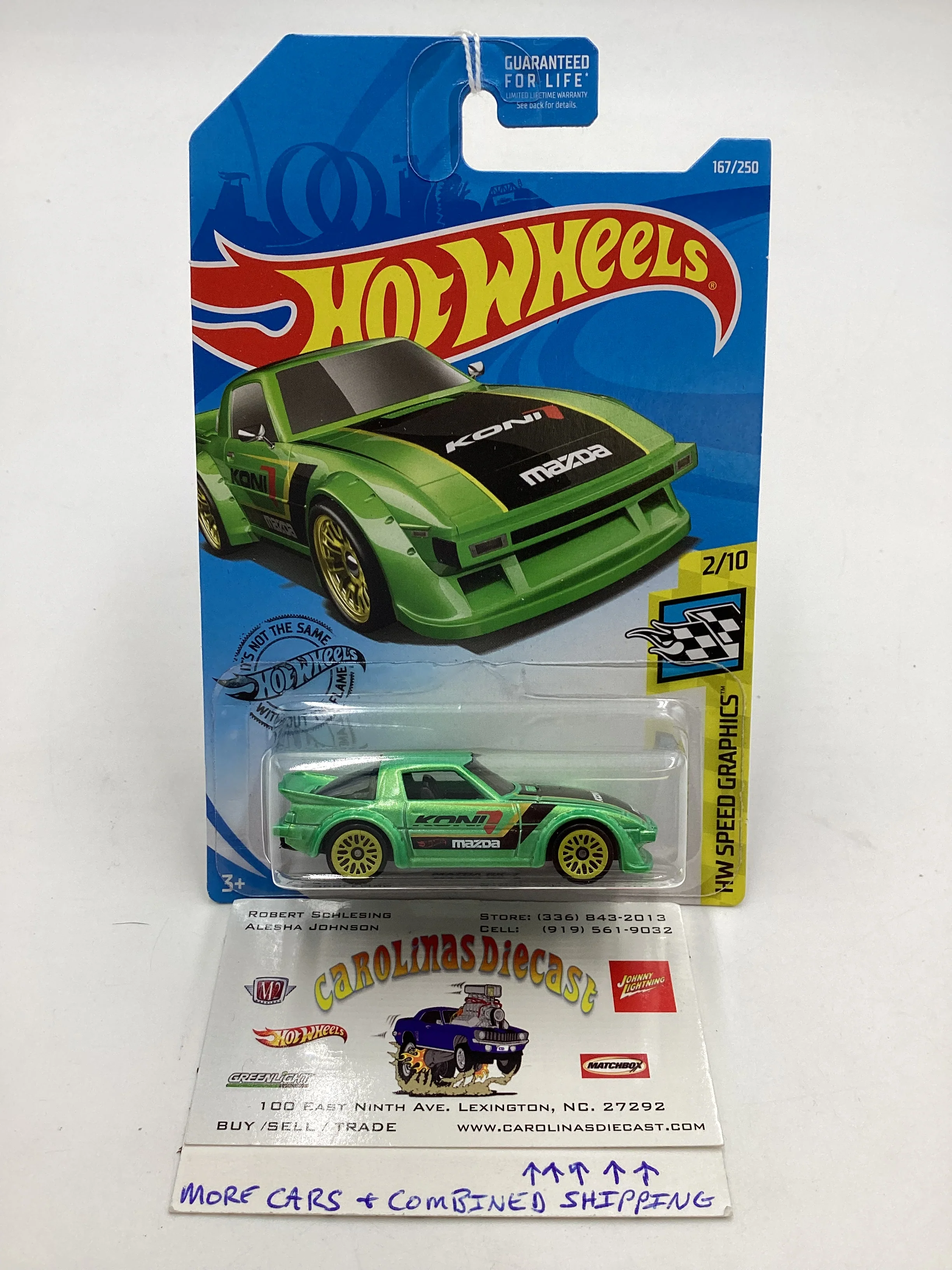 2019 Hot Wheels Speed Graphics #167 Mazda RX-7 Green 86D