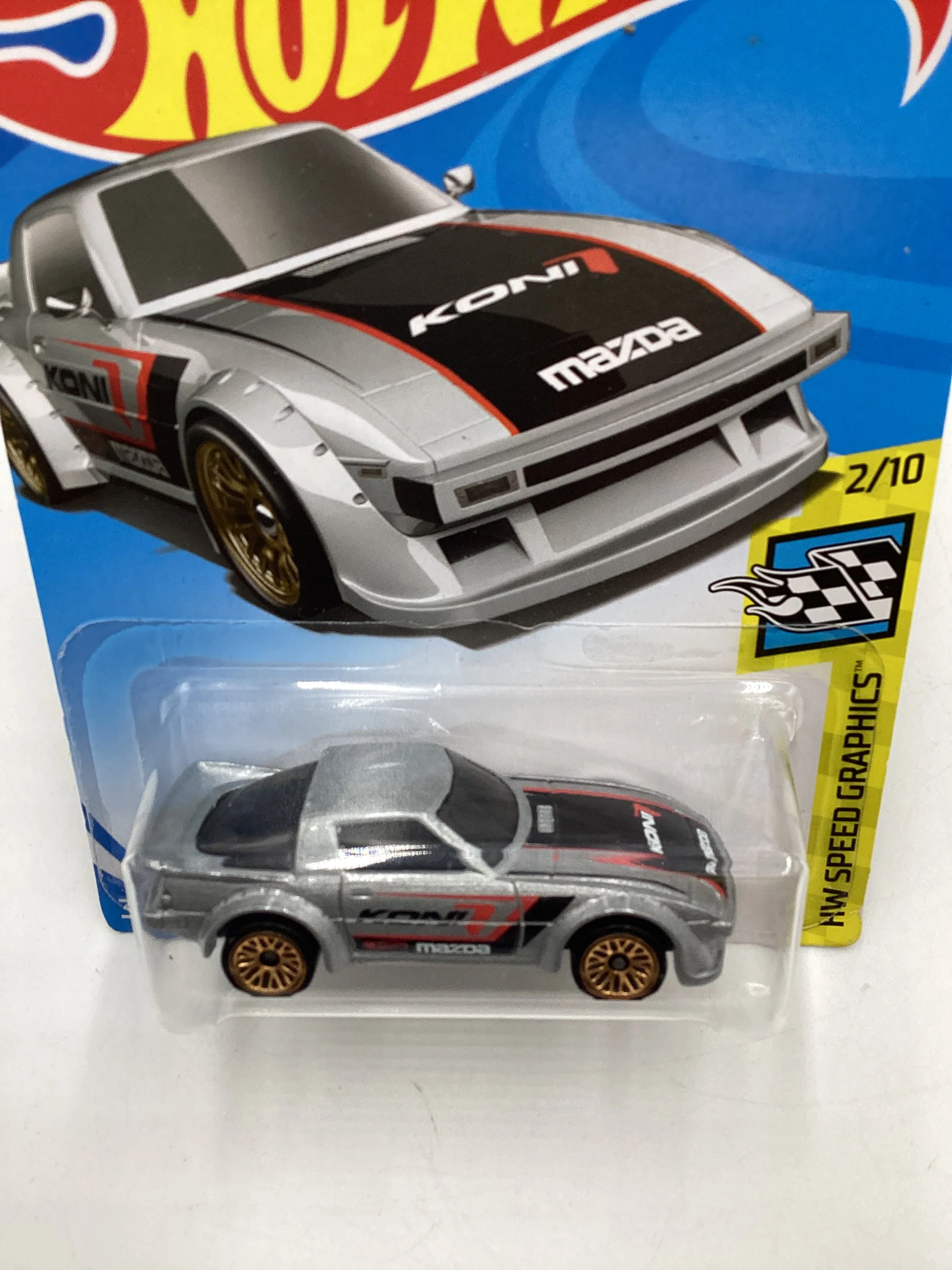 2019 Hot Wheels Speed Graphics #167 Mazda RX-7 Silver 83G - Image 6
