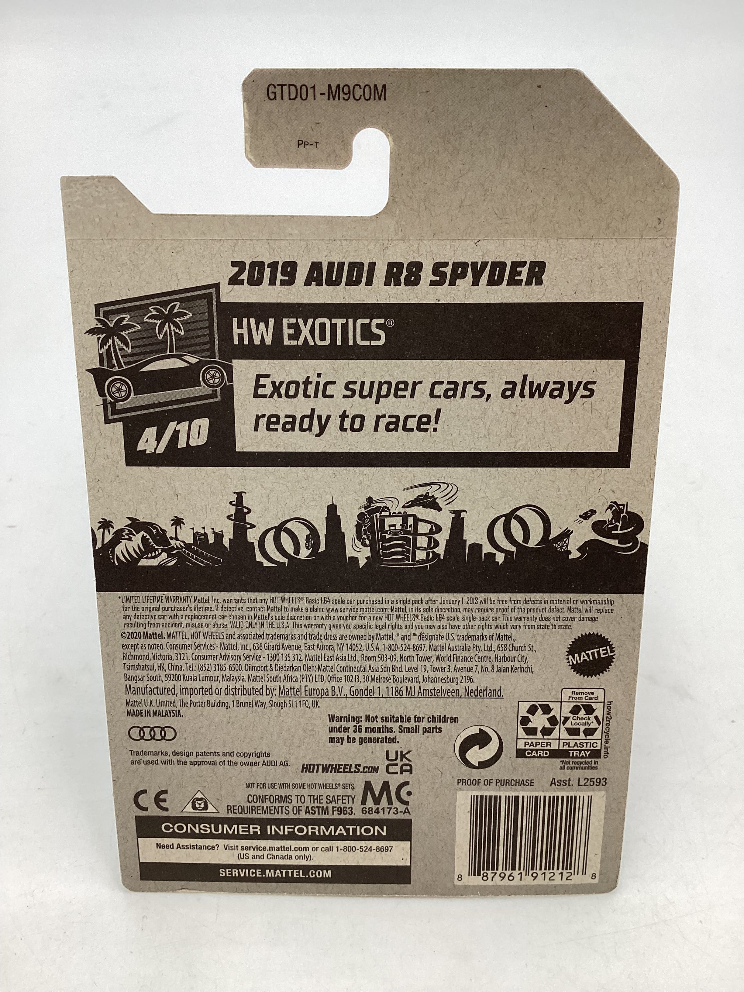 2019 Hot wheels Super treasure hunt 2019 Audi R8 Spyder Blue W/Protector - Image 7