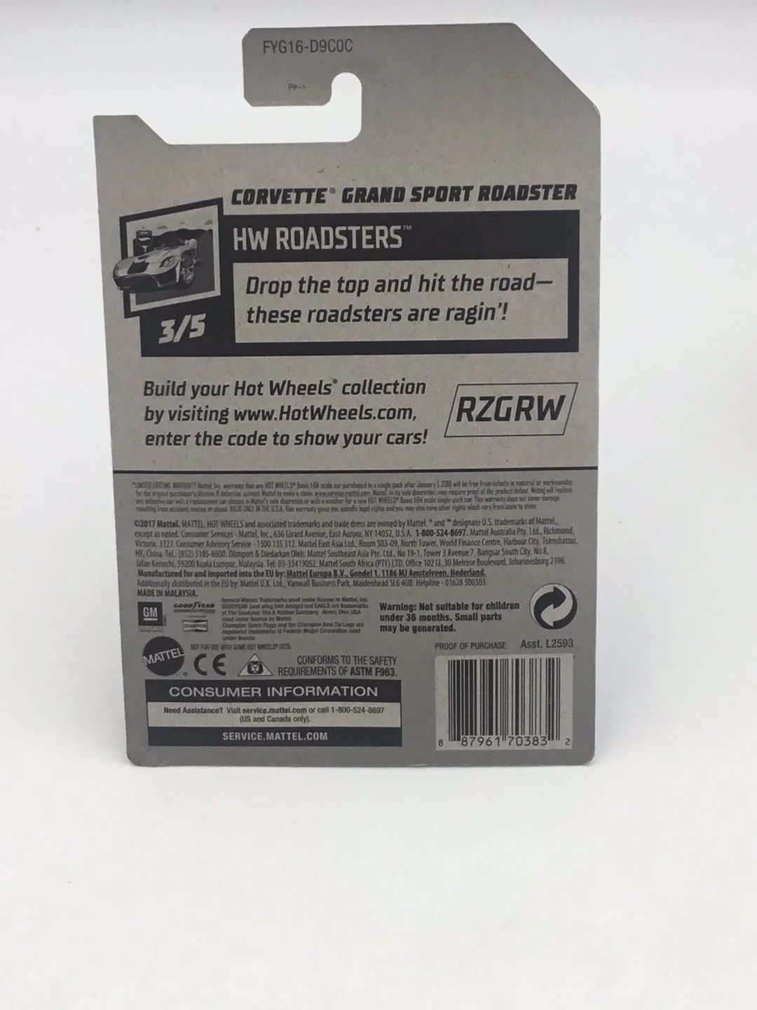 2019 hot wheels super treasure hunt #53 Corvette Grand Sport Roadster W/Protector - Image 5