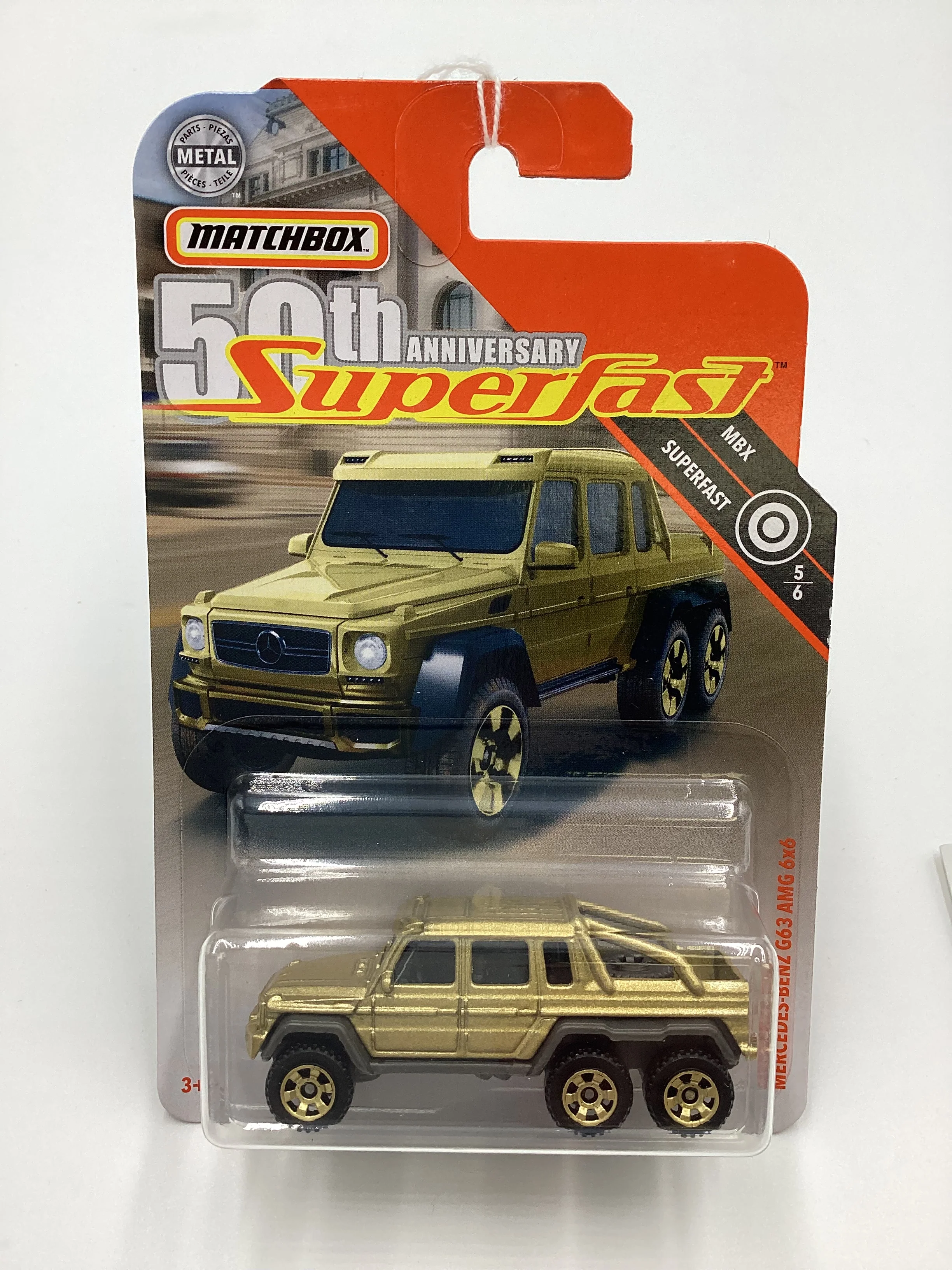2019 Matchbox 50th Anniversary Superfast Gold Mercedes-Benz G63 AMG 6X6 Gold 163i - Image 2