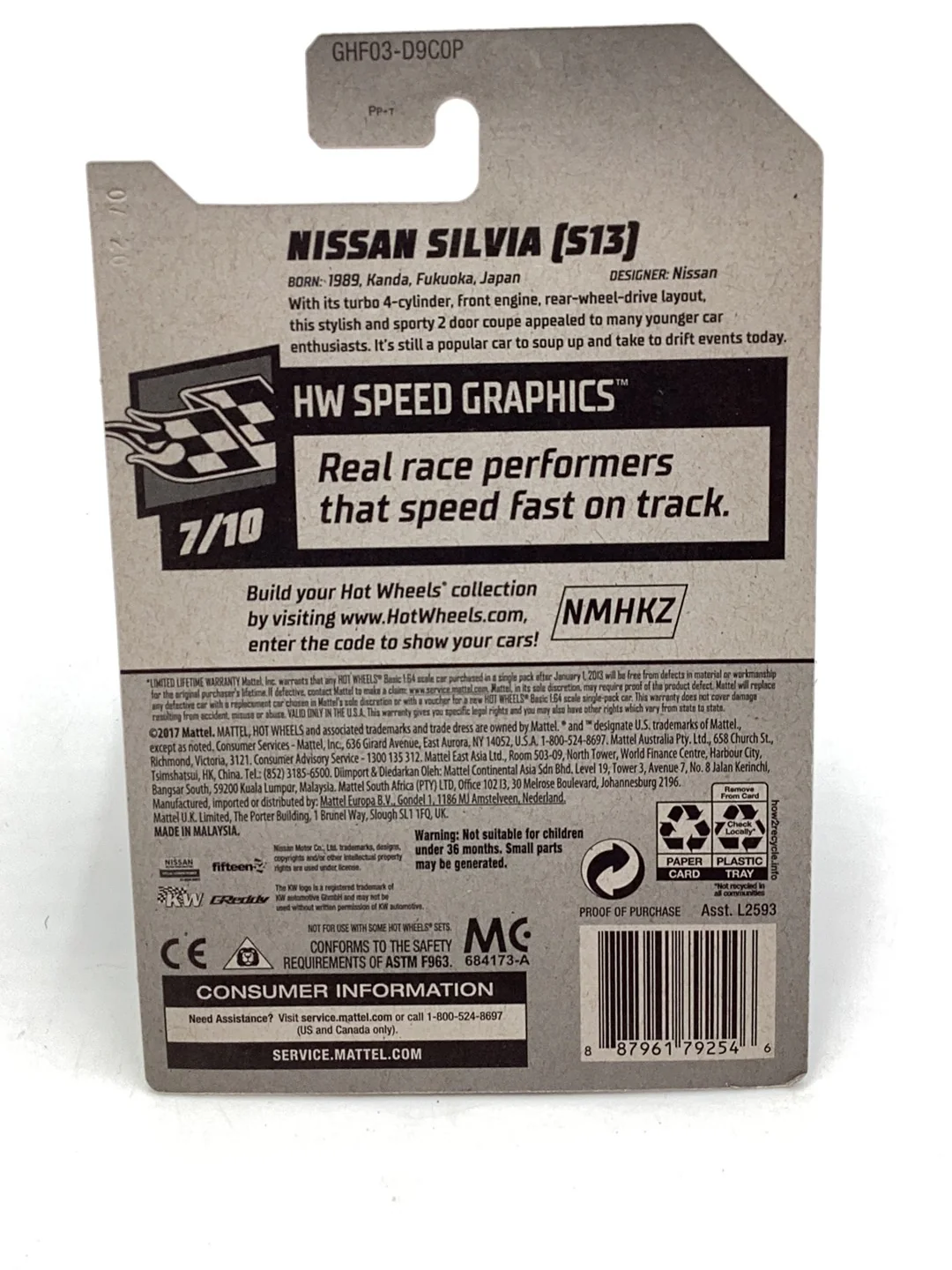 2020 hot wheels #111 Nissan Silvia (S13) Blue 82H - Image 6