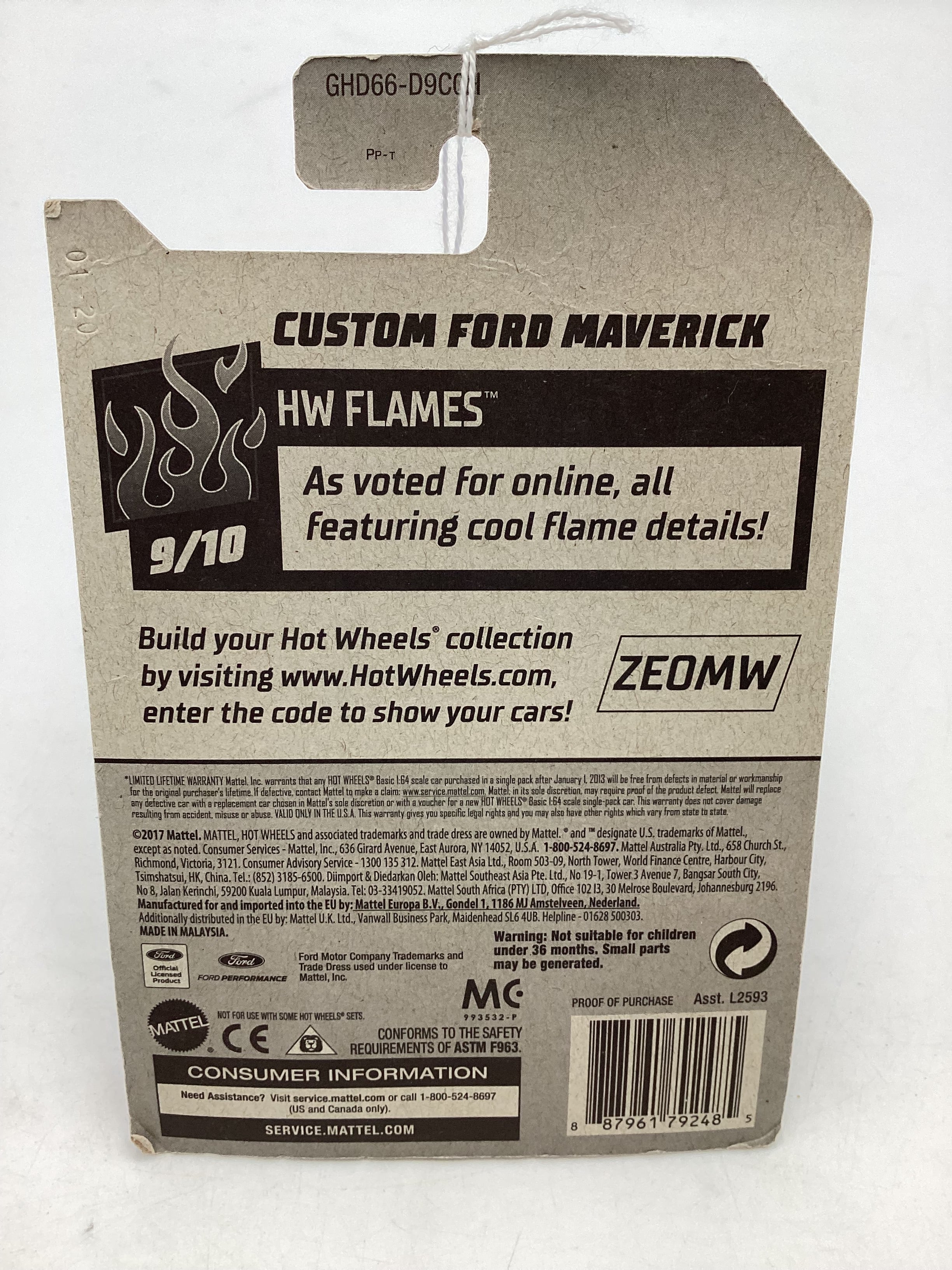 2020 Hot Wheels #142 Custom Ford Maverick Black 23i - Image 7