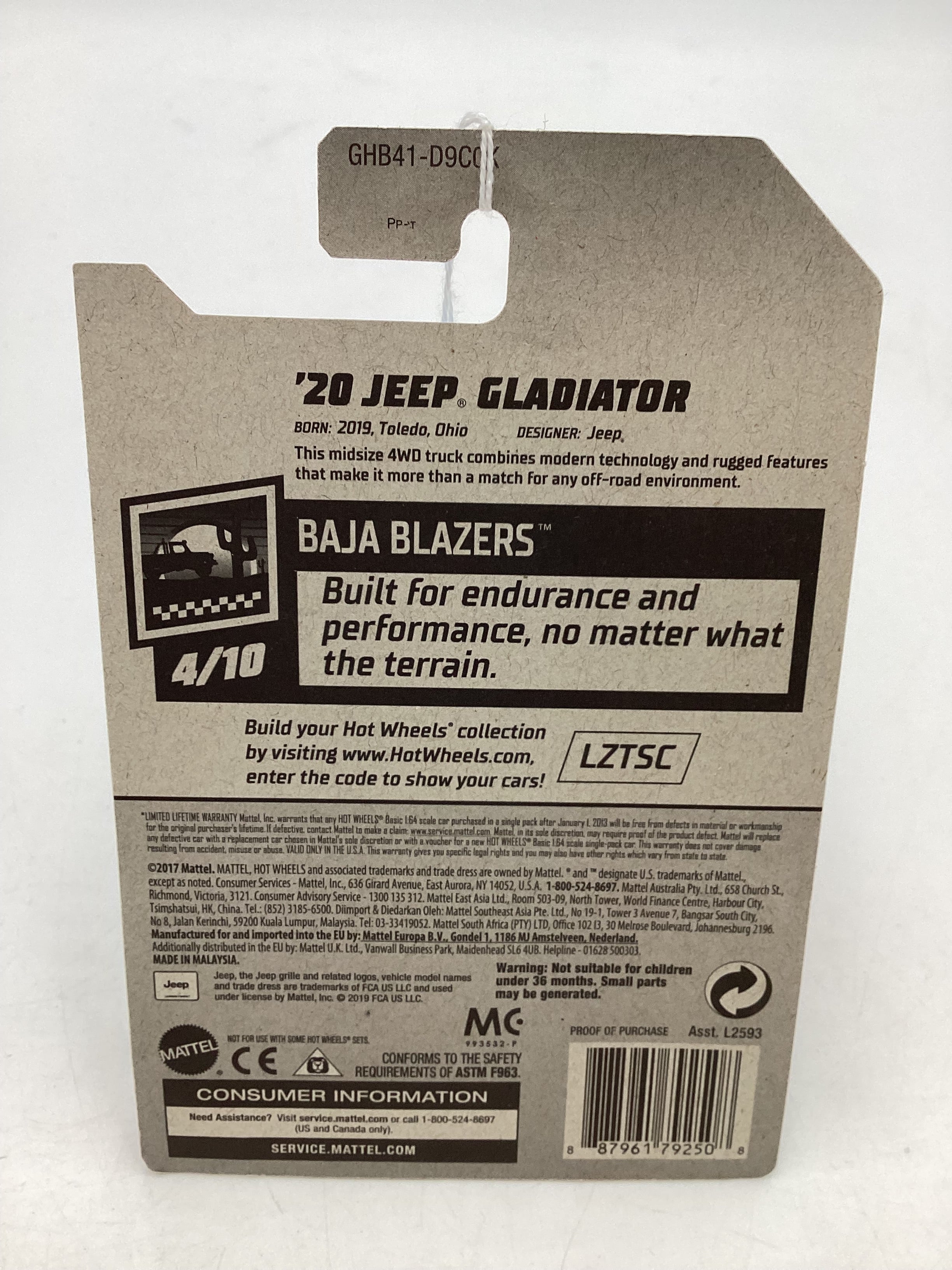 2020 Hot Wheels #157 20 Jeep Gladiator Red 41E - Image 6