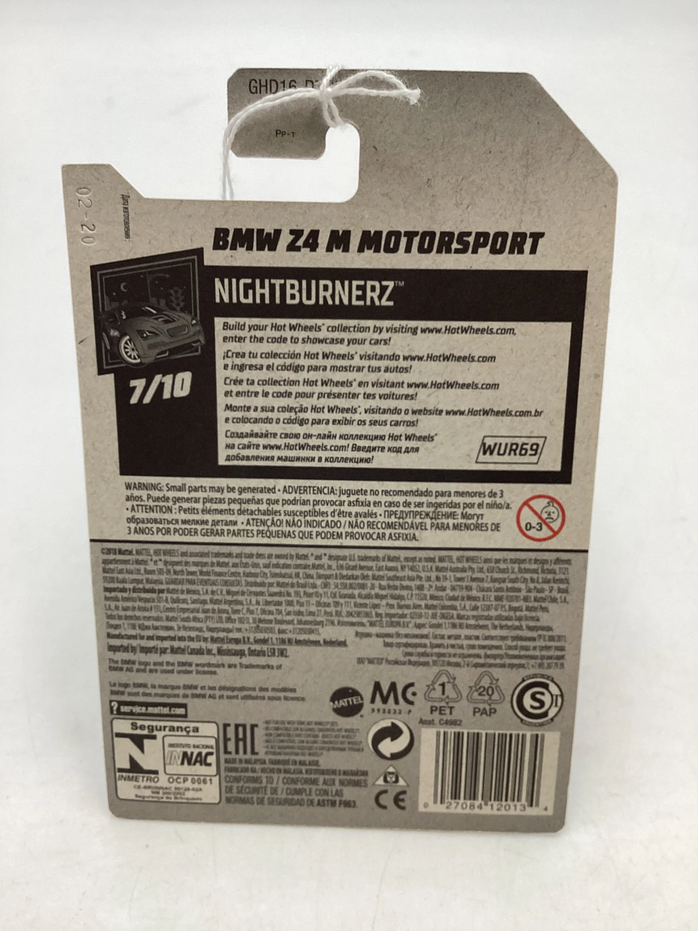2020 Hot Wheels #172 BMW Z4 M Motorsport White 109i - Image 6