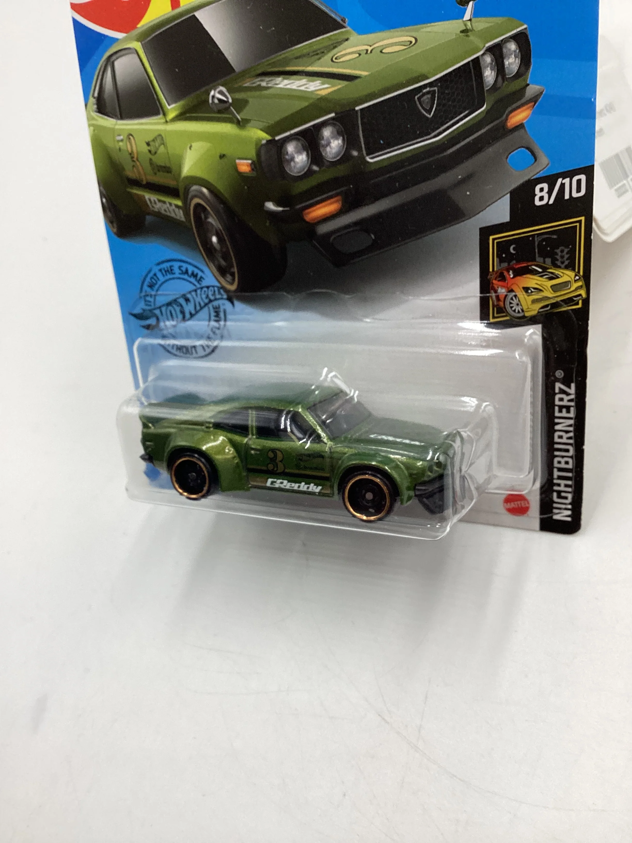 2020 Hot wheels Nightburnerz #243 91 Mazda RX-3 Green 87C - Image 3