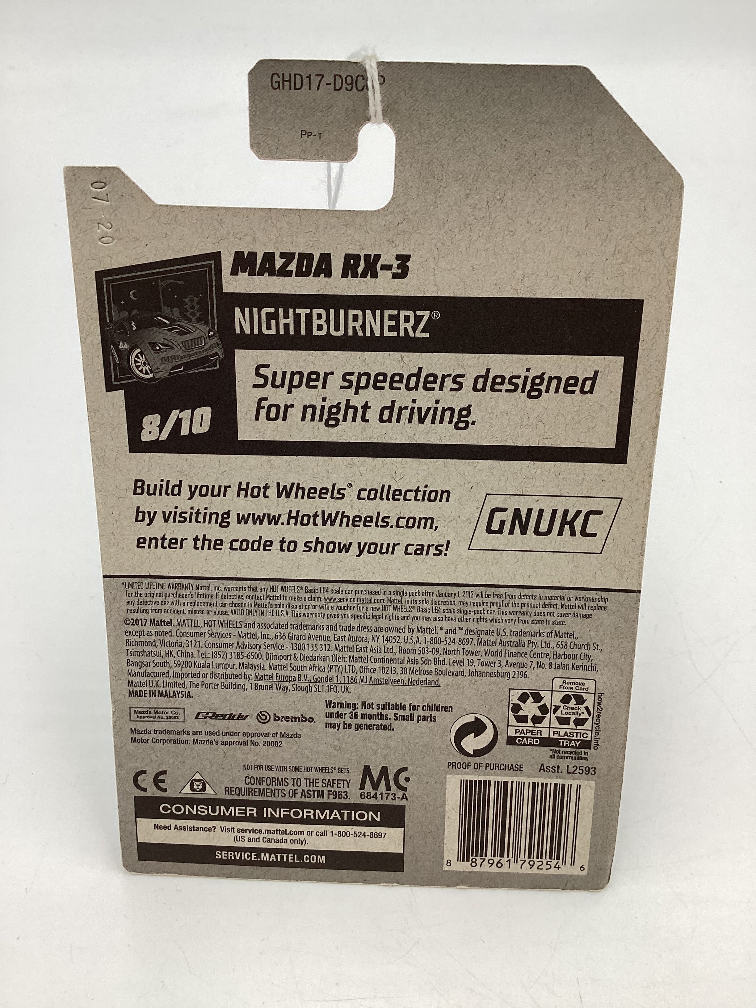 2020 Hot wheels Nightburnerz #243 91 Mazda RX-3 Green 87C - Image 7