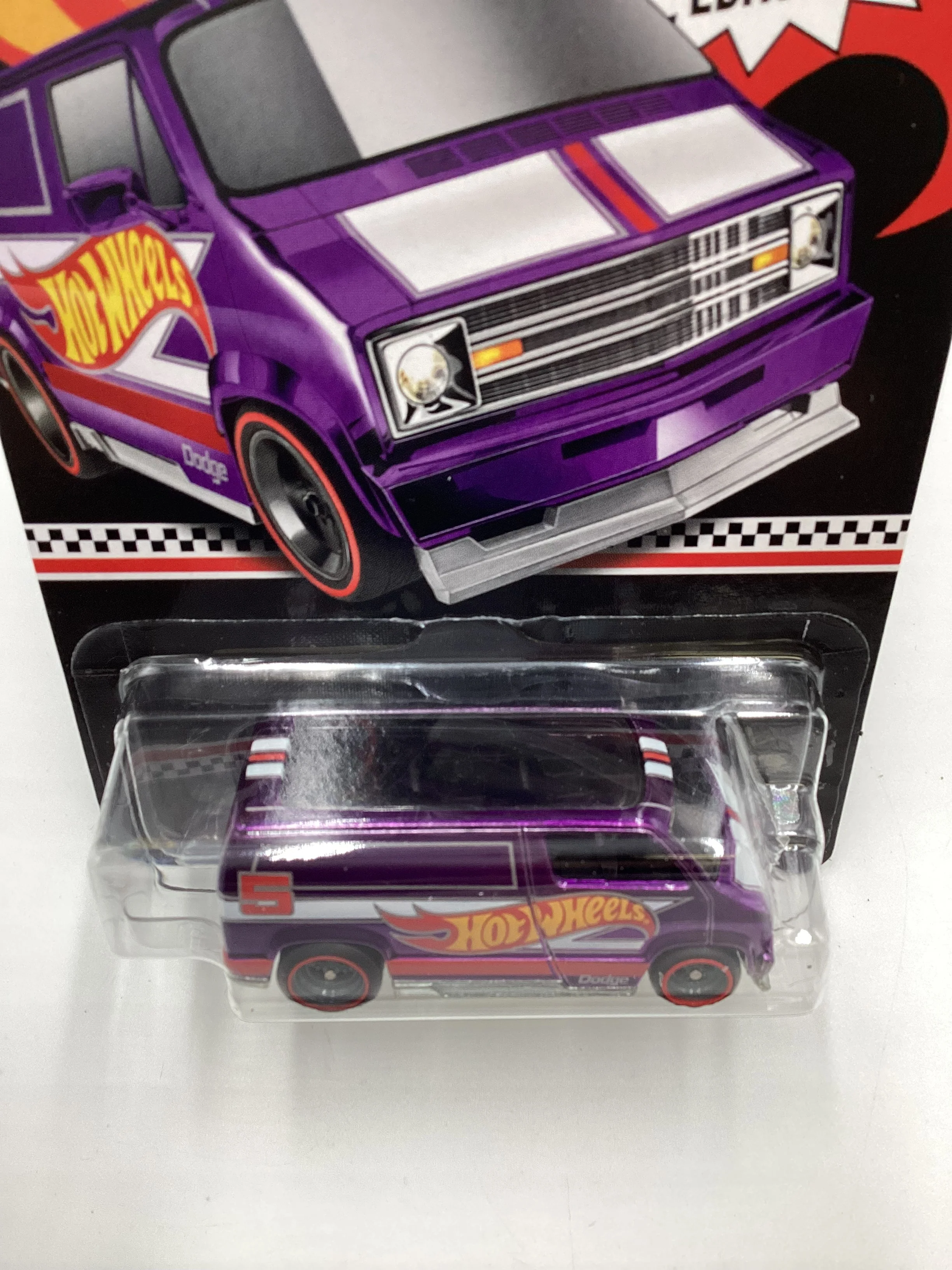 2020 Hot Wheels Collectors Edition mail in #5 Custom 77 Dodge Van Purple with protector - Image 6