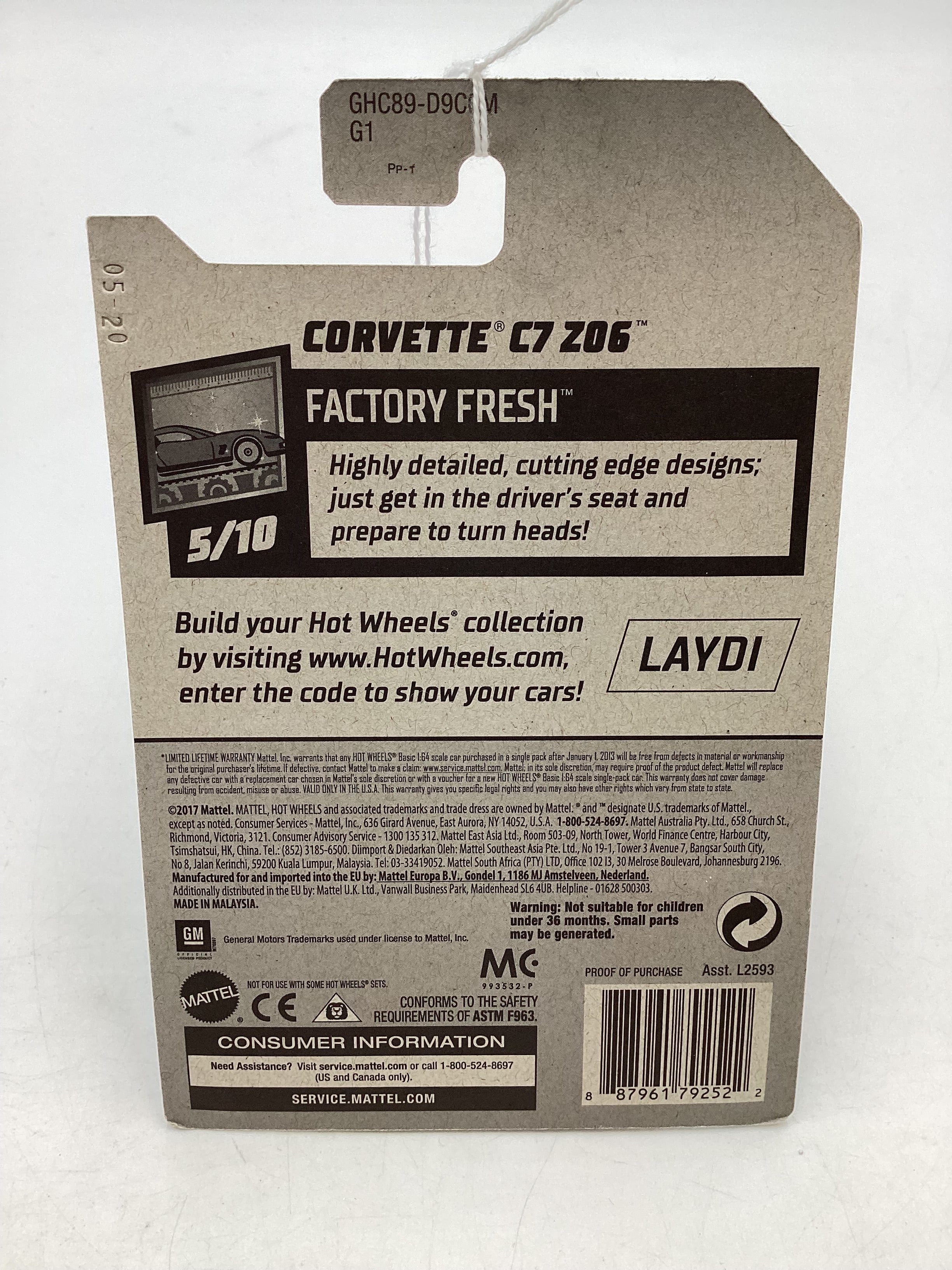 2020 Hot Wheels #200 Corvette C7 Z06 White 8i - Image 6