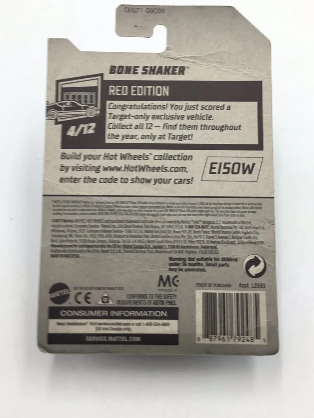2020 hot wheels red edition #135 Bone Shaker target red (Bad Card) Z9 - Image 6