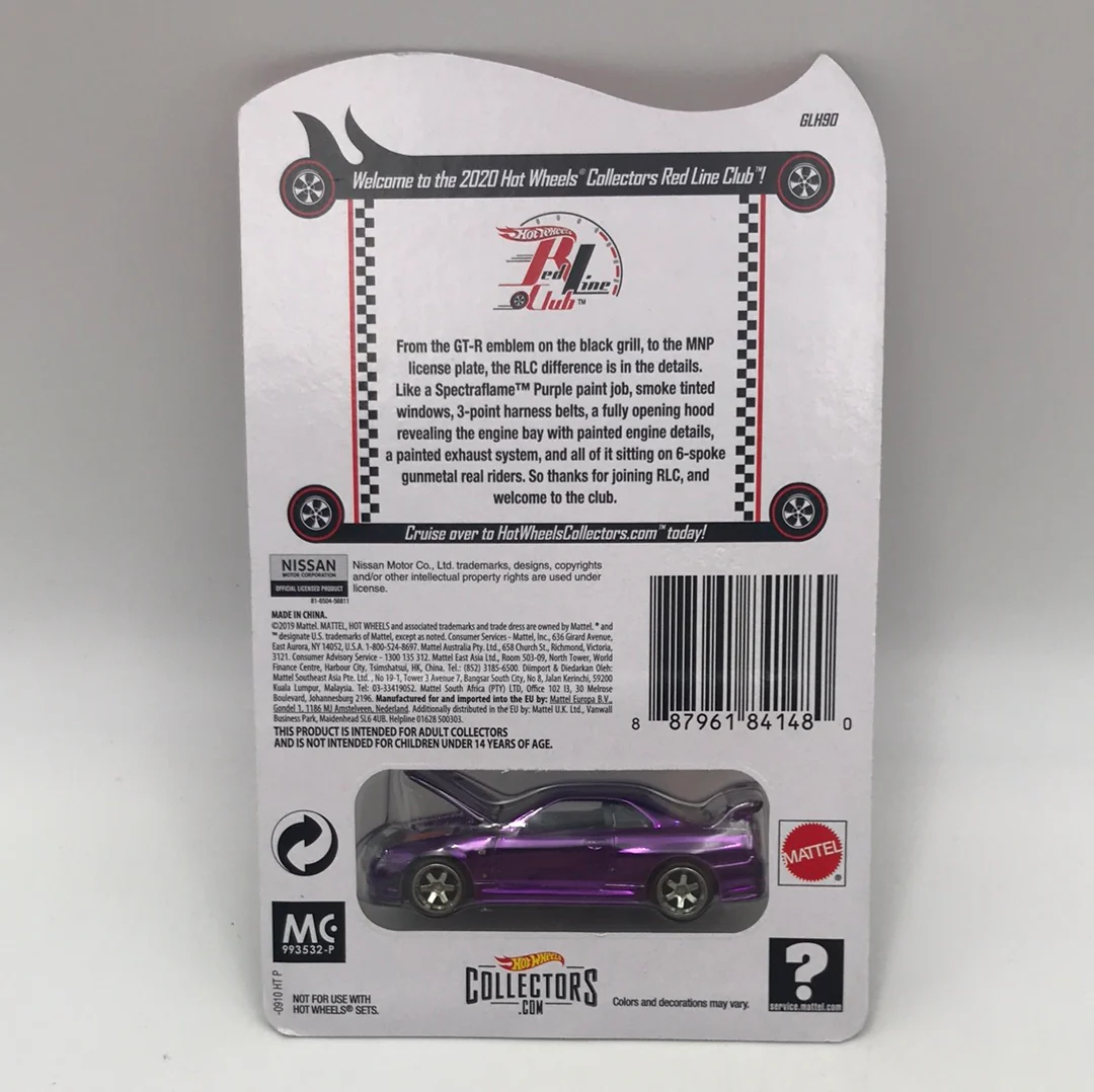 2020 Hot wheels redline club Club Car Nissan Skyline GT-R (BNR34) Purple Real Riders - Image 5