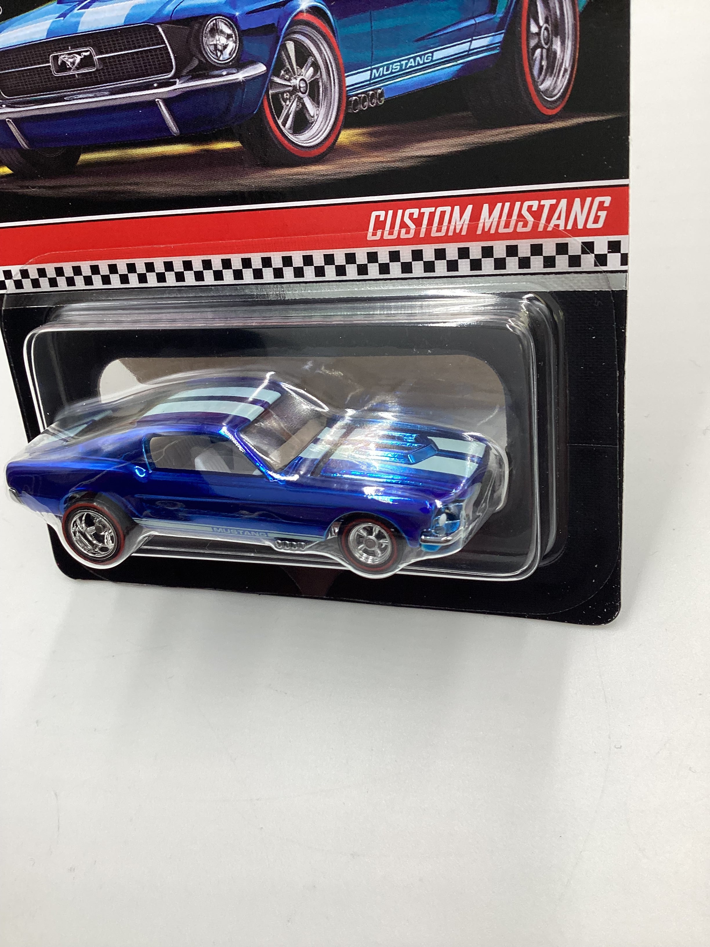 2020 Hot Wheels RLC #10942/12500 Custom Mustang Blue with protector - Image 4