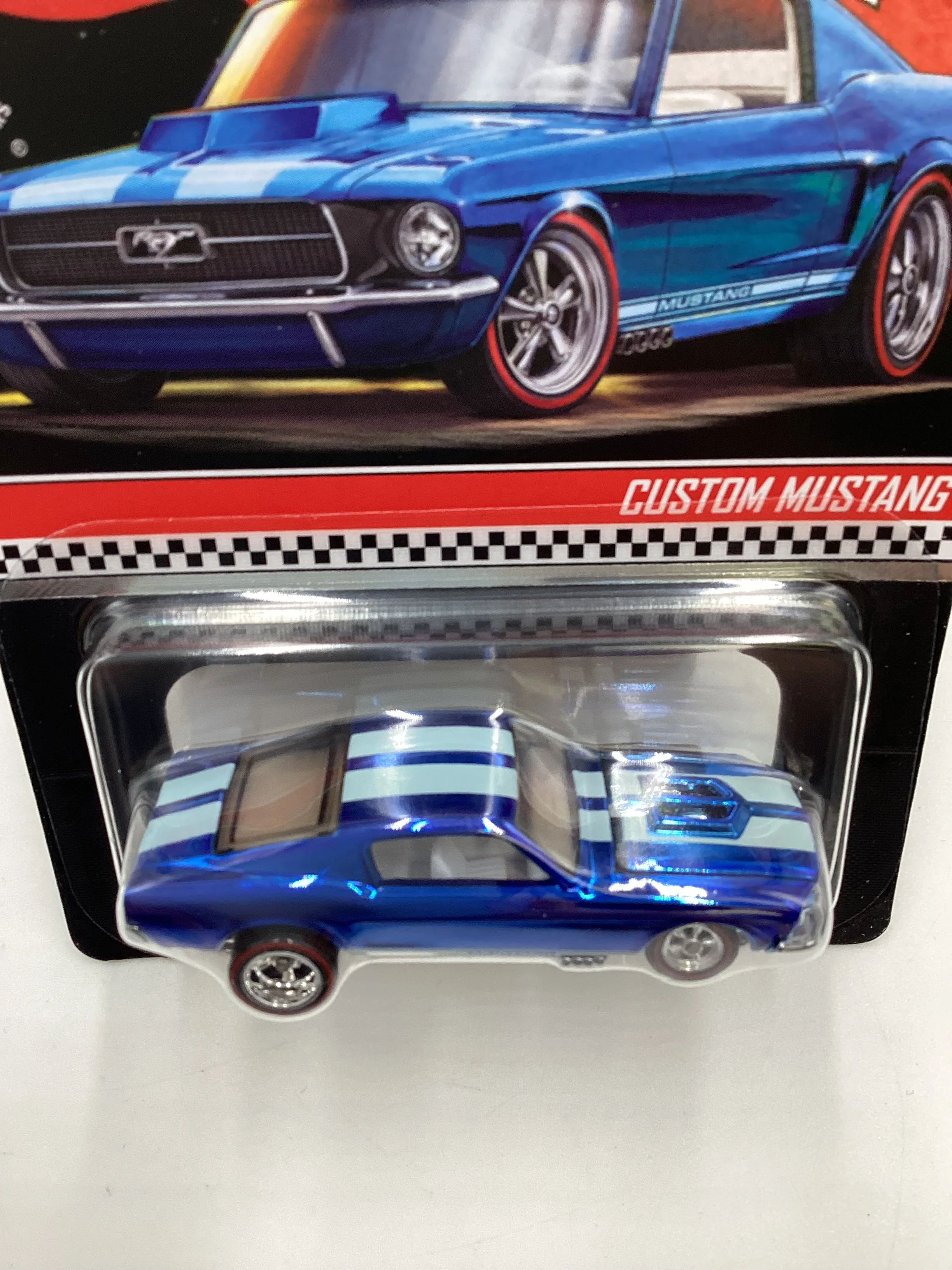 2020 Hot Wheels RLC #10942/12500 Custom Mustang Blue with protector - Image 6