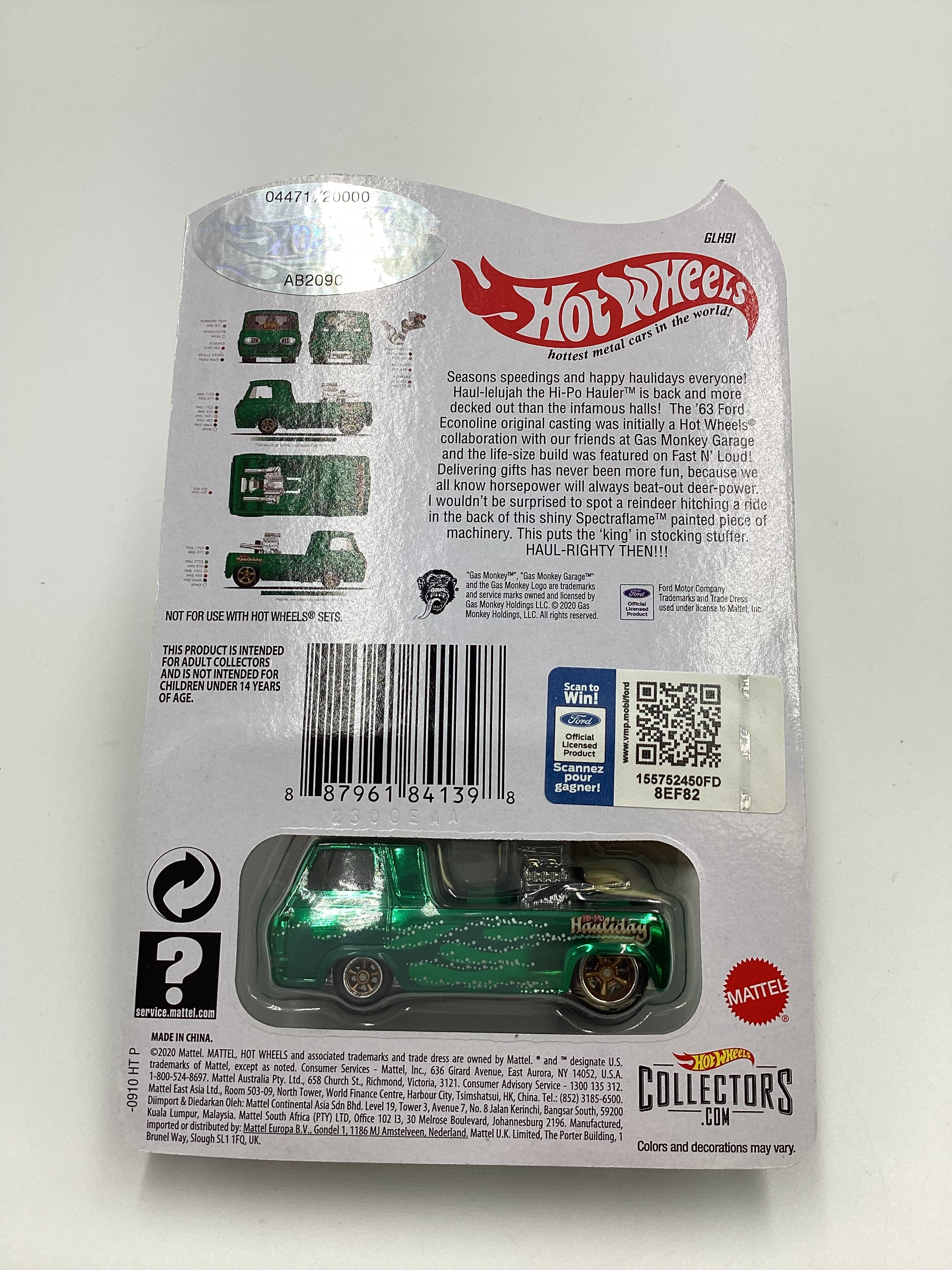 2020 Hot Wheels RLC Hi-Po Hauler Green Holiday Gas Monkey #04471/20000 with protector - Image 7