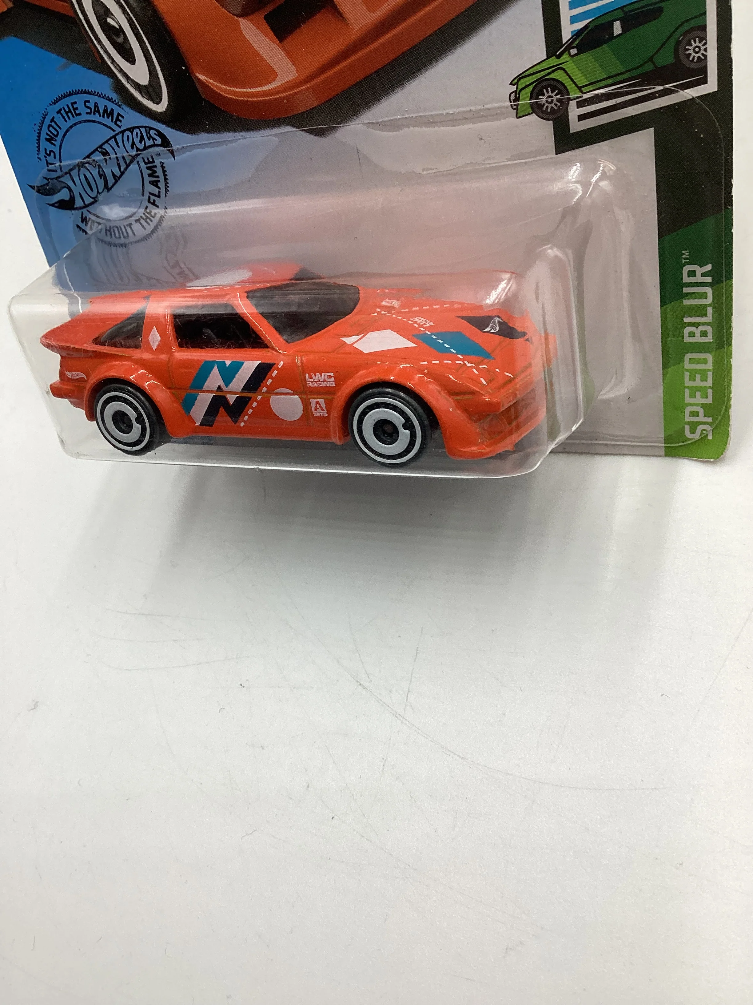 2020 Hot wheels Speed Blur #130 Mazda RX-7 Orange RX7 86E - Image 3