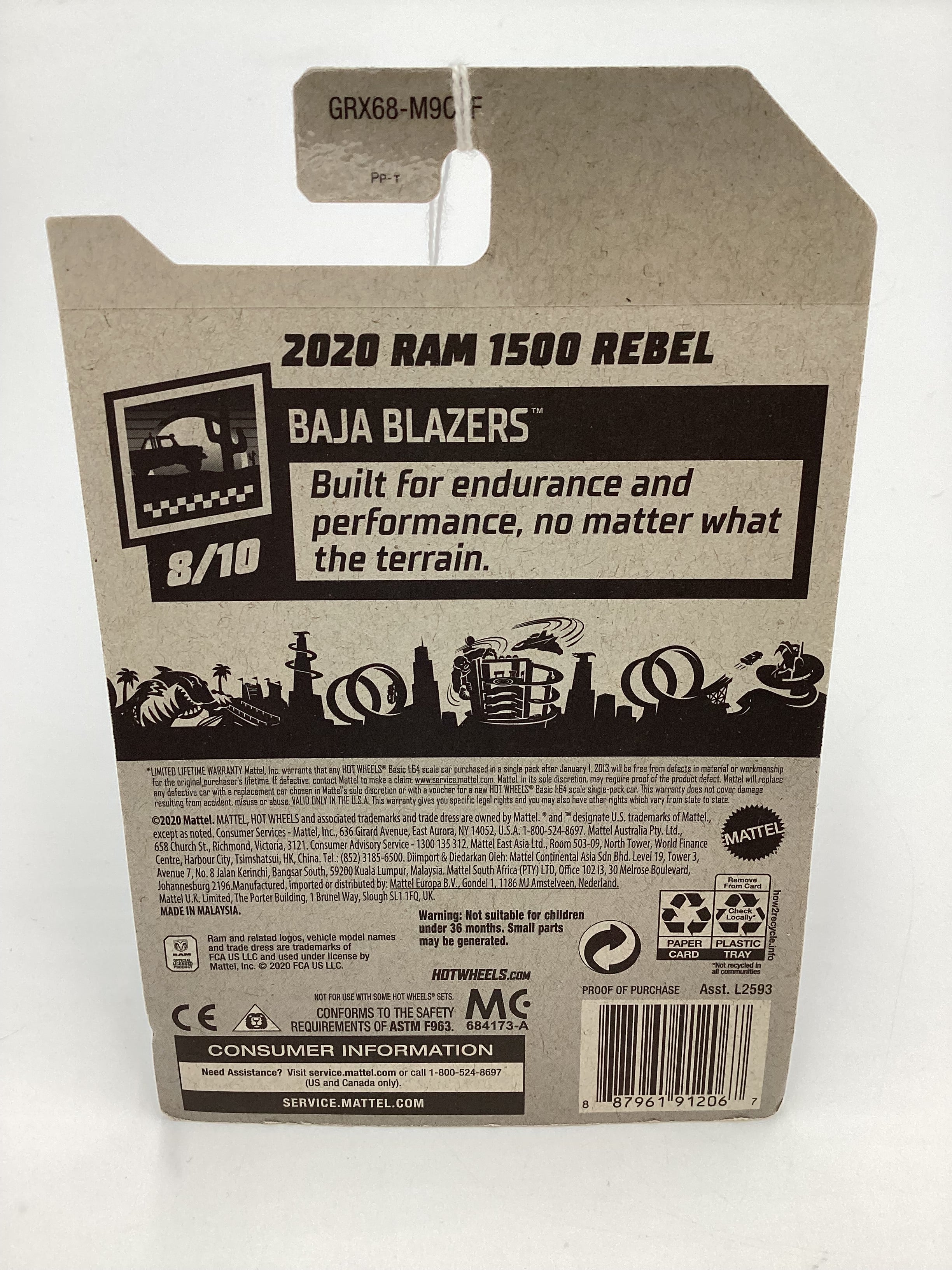 2021 Hot Wheels #101 2020 Ram 1500 Rebel Blue cracked blister 38H - Image 7