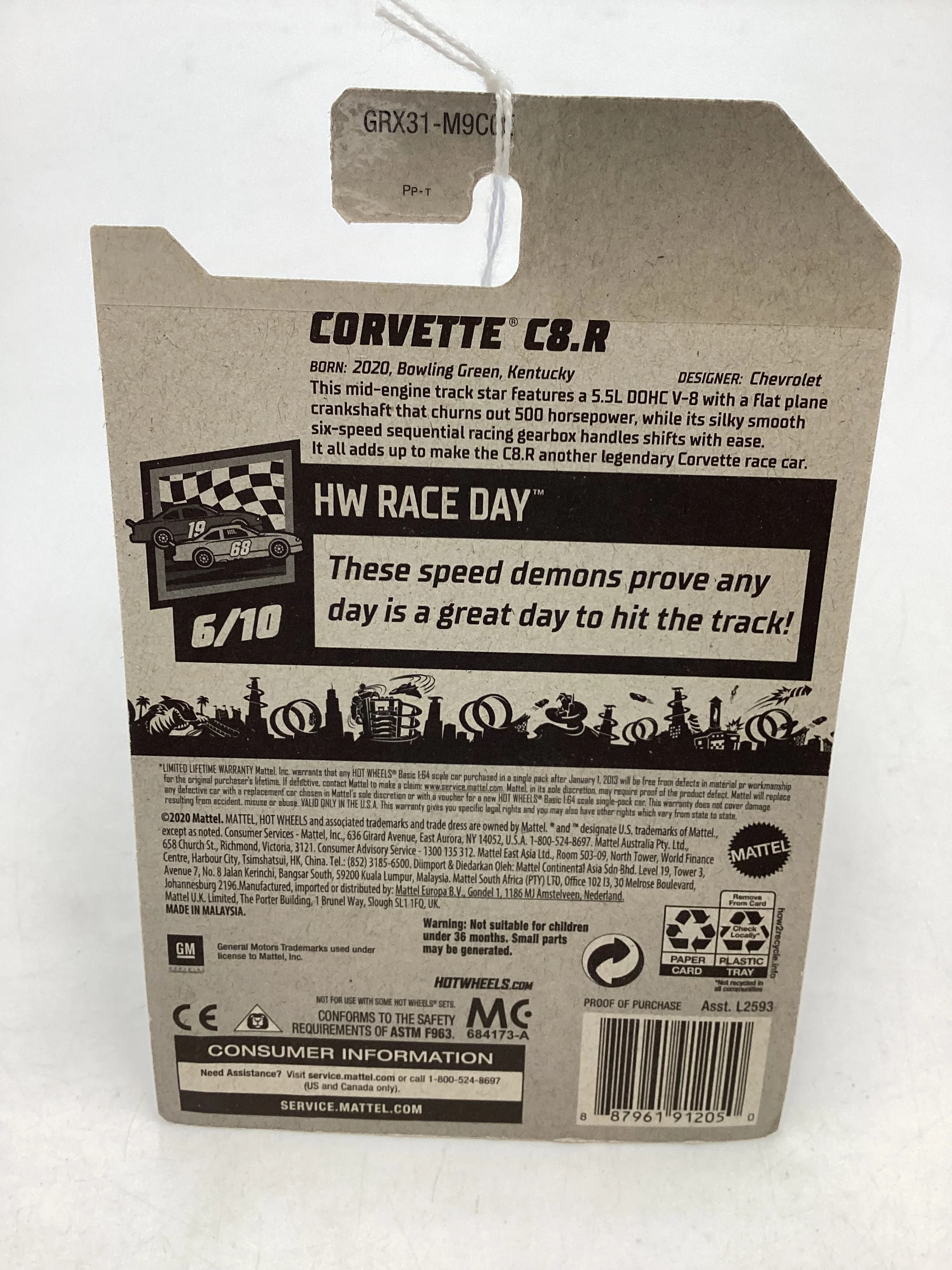 2021 Hot Wheels #105 Corvette C8.R Yellow 12H - Image 7
