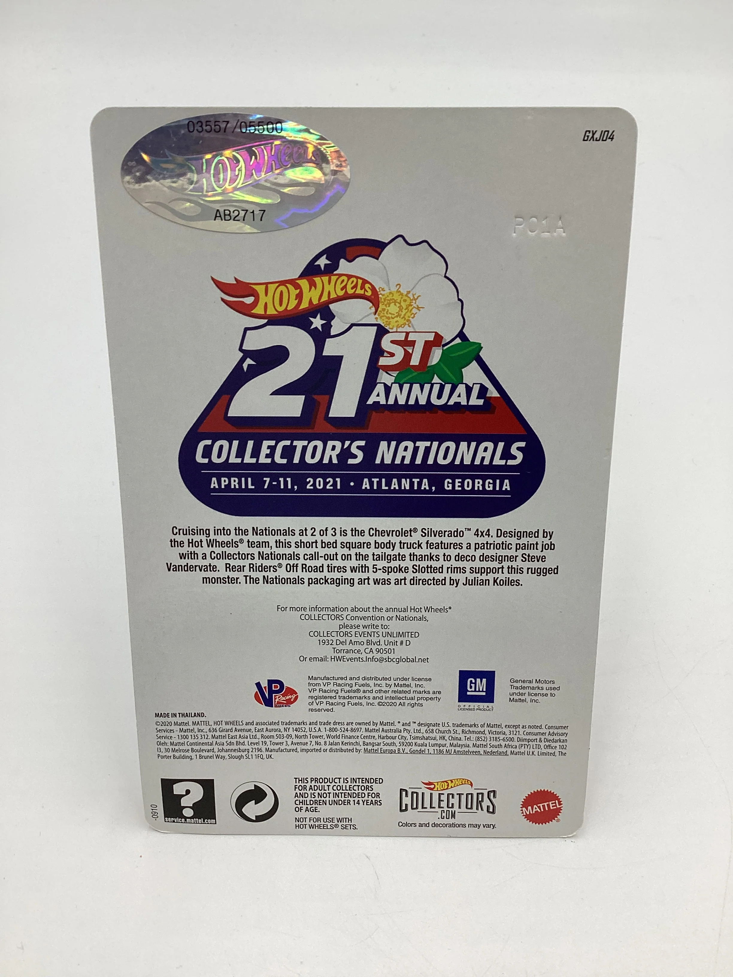 2021 Hot Wheels 21st Annual Collector’s Nationals ‘83 Chevy Silverado 4x4 03557/05500 W/protector - Image 7