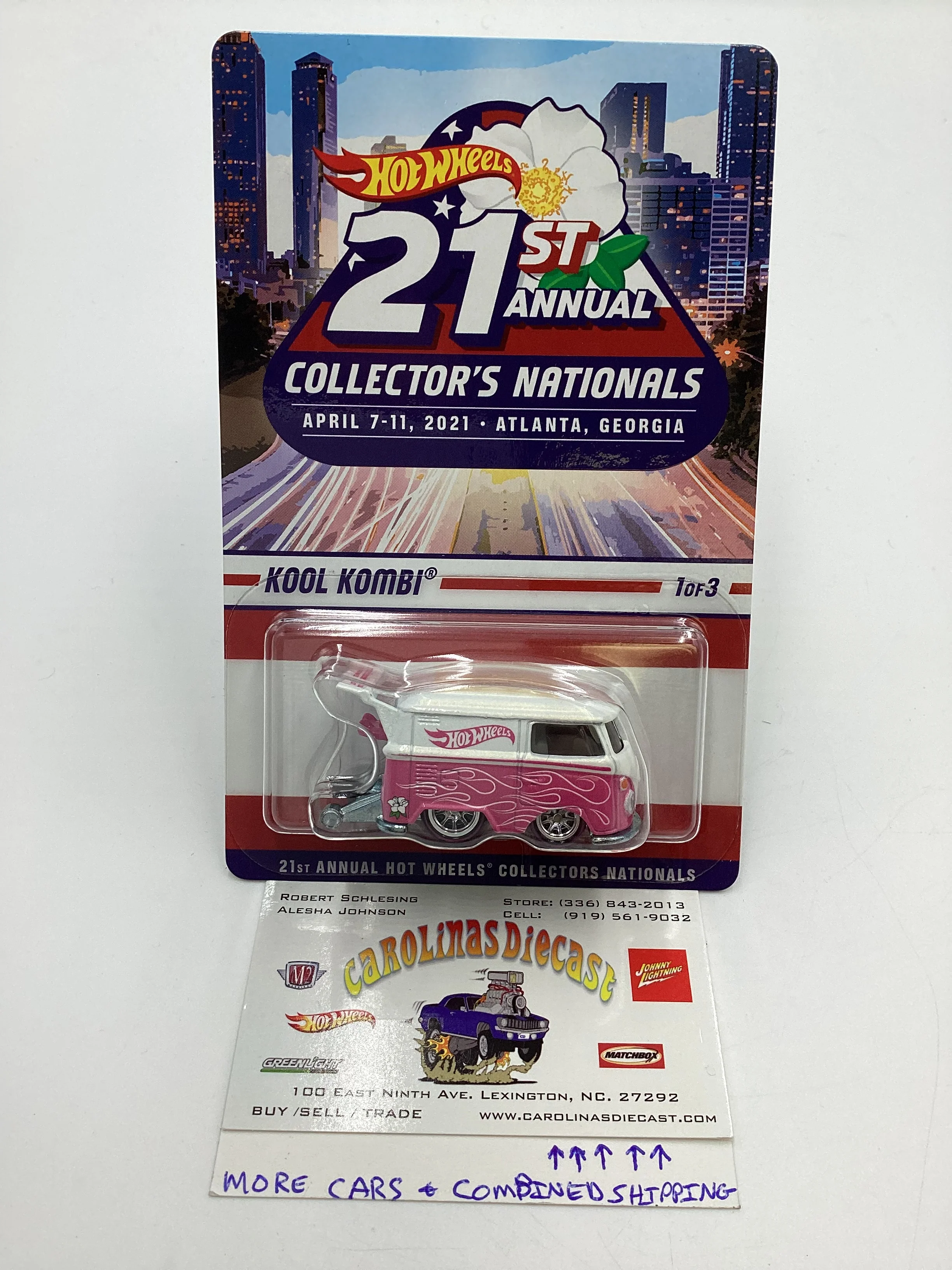 2021 Hot Wheels 21st Annual Collectors Nationals #3354/5500 Kool Kombi Pink/White W/Protector