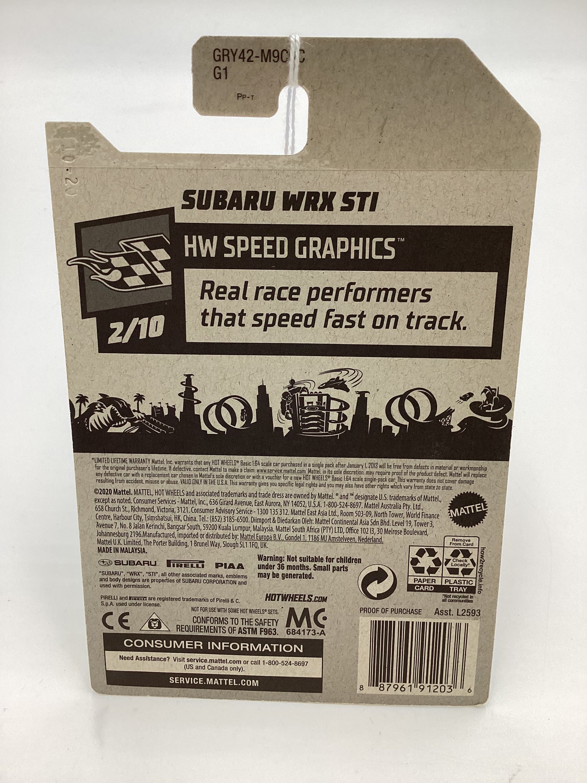 2021 Hot Wheels #68 Subaru WRX STI Yellow 89i - Image 7