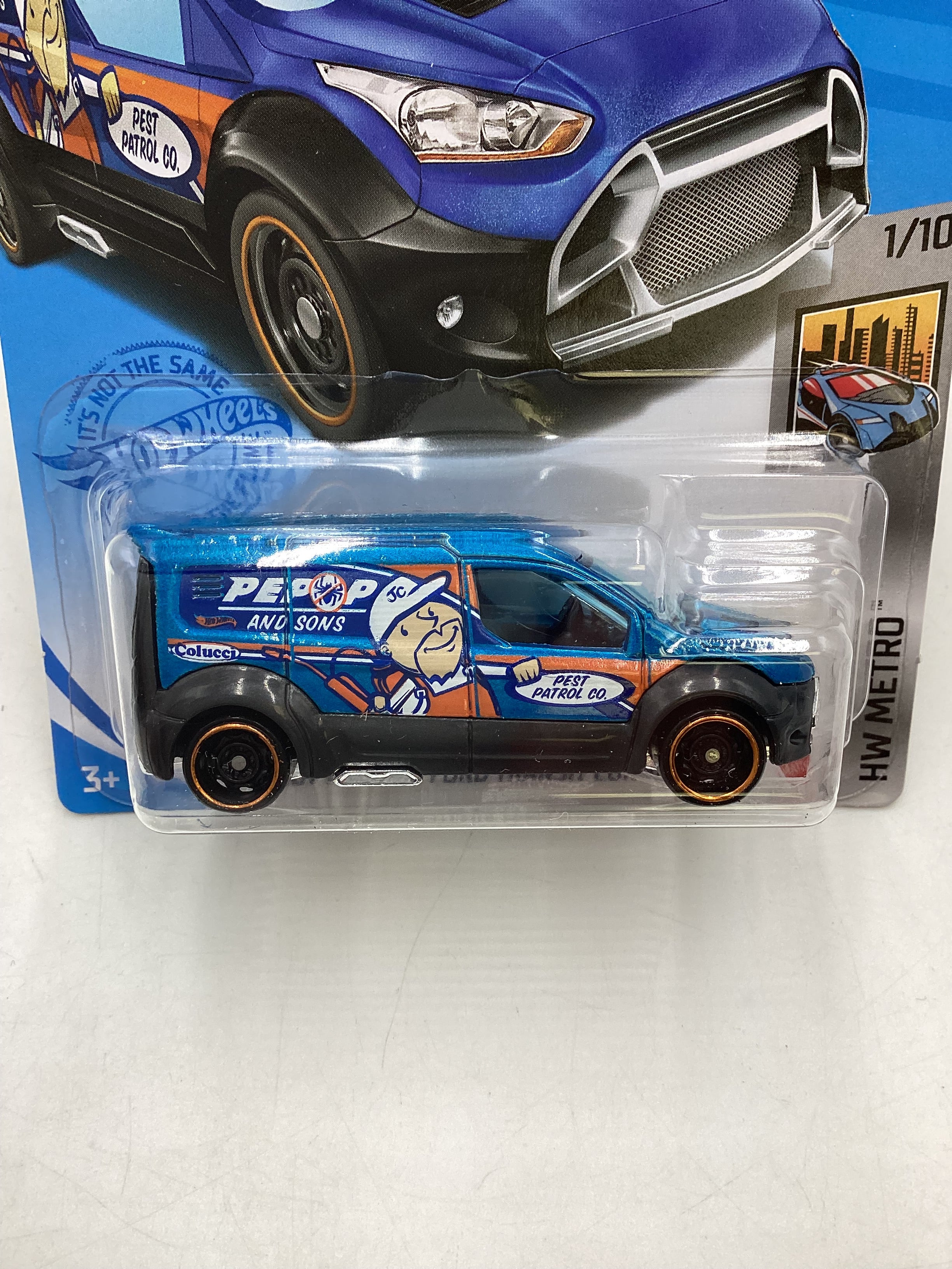 2021 Hot Wheels #7 Ford Transit Connect Blue 31i - Image 3
