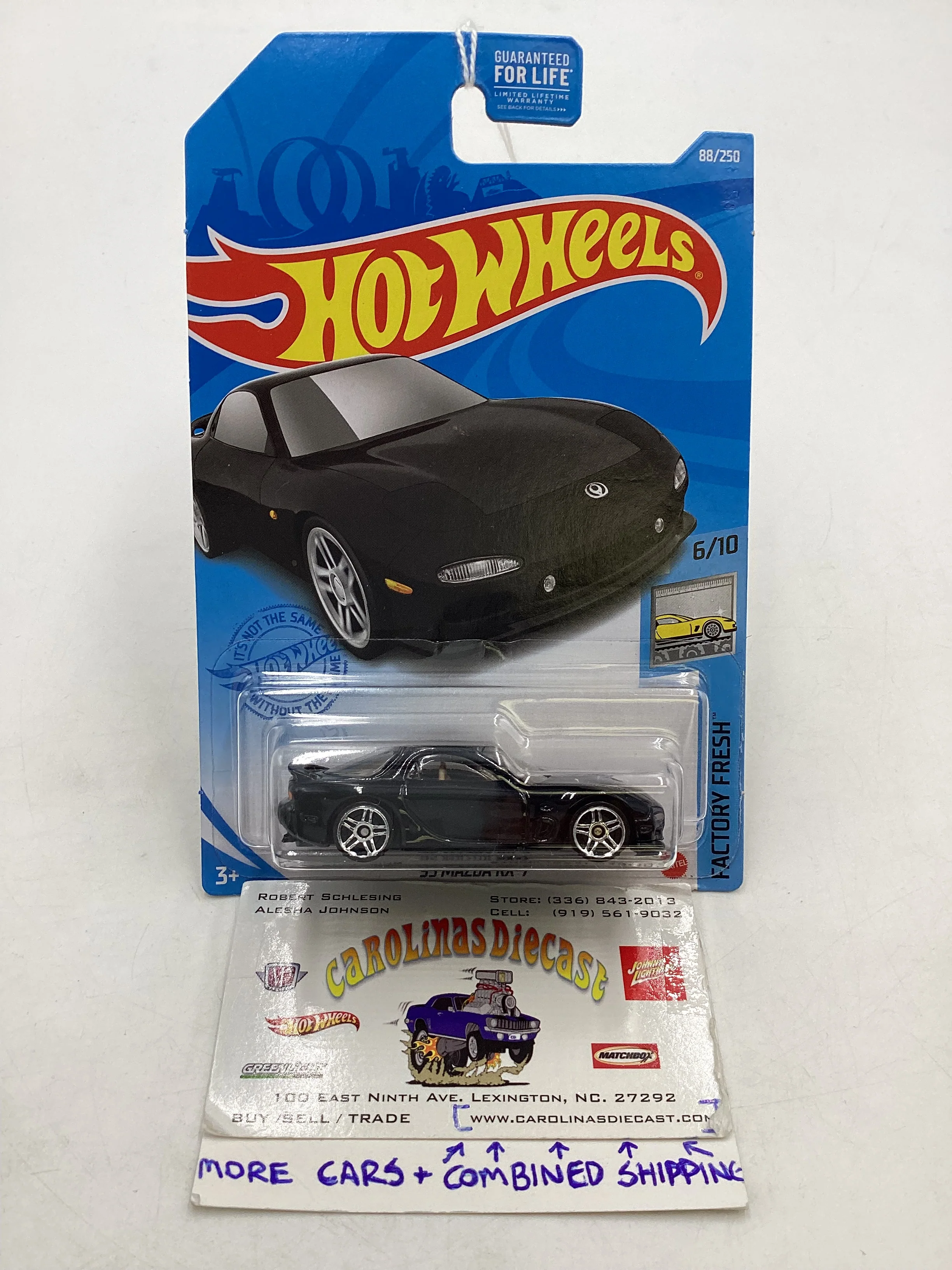 2021 Hot Wheels #88 95 Mazda RX-7 Black 80B
