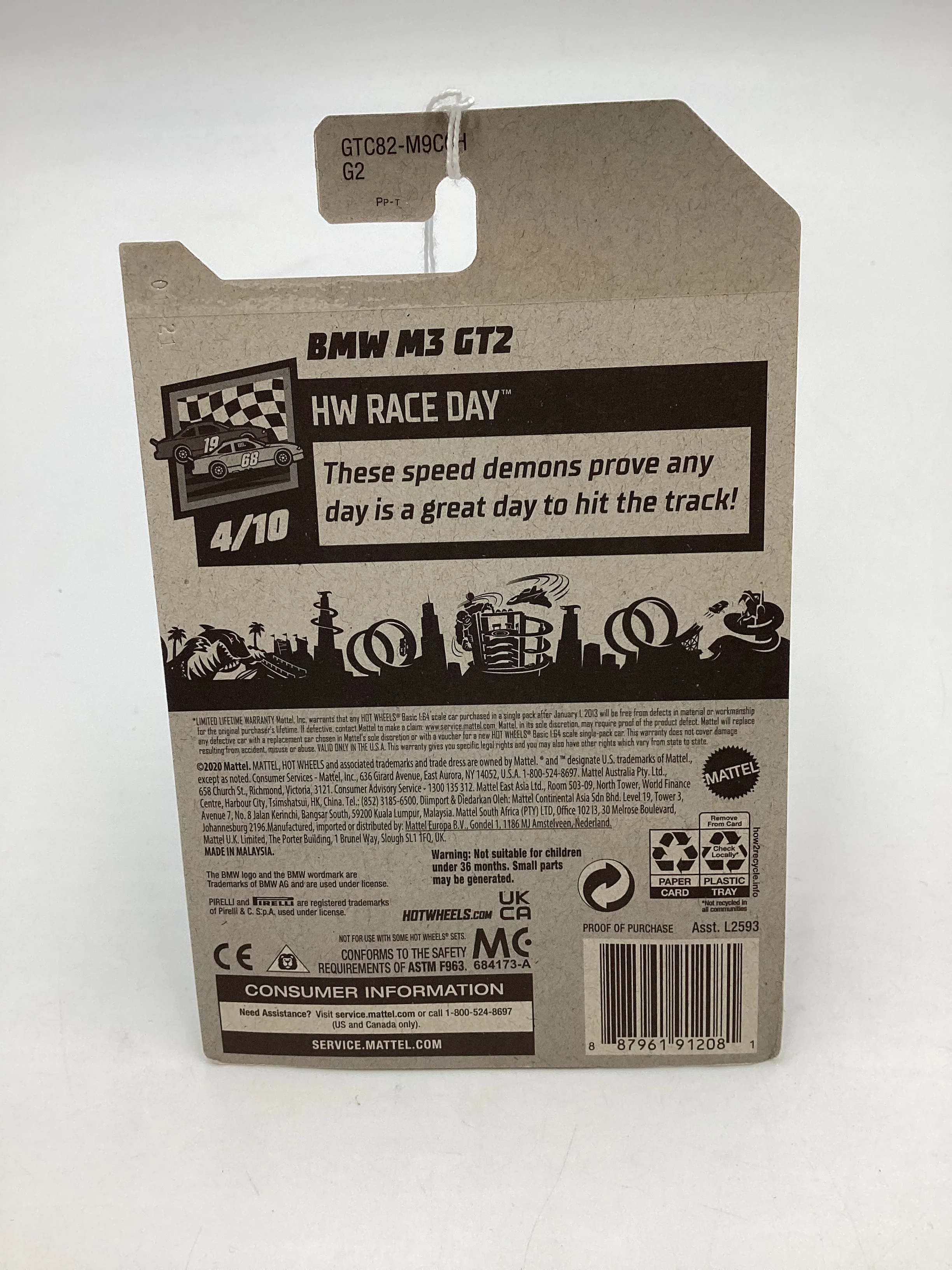 2021 Hot wheels HW Race Day #57 BMW M3 GT2 White 108A - Image 7
