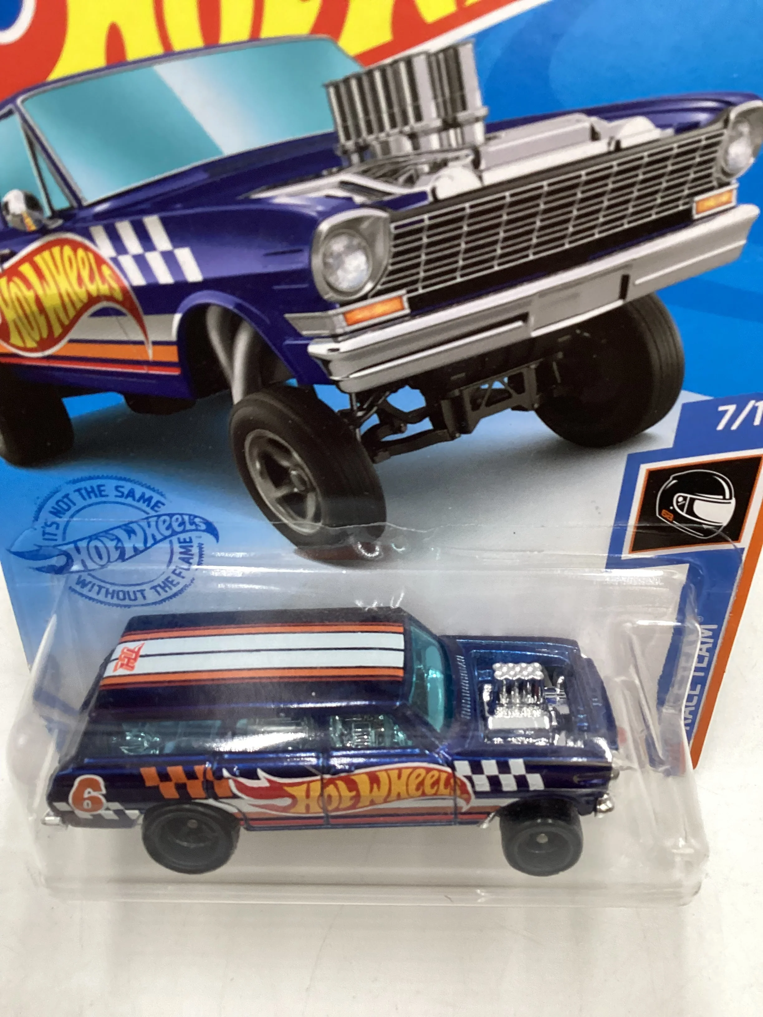 2021 Hot Wheels #232 Super Treasure Hunt 64 Nova Wagon Gasser W/Protector Cracked Blister - Image 6